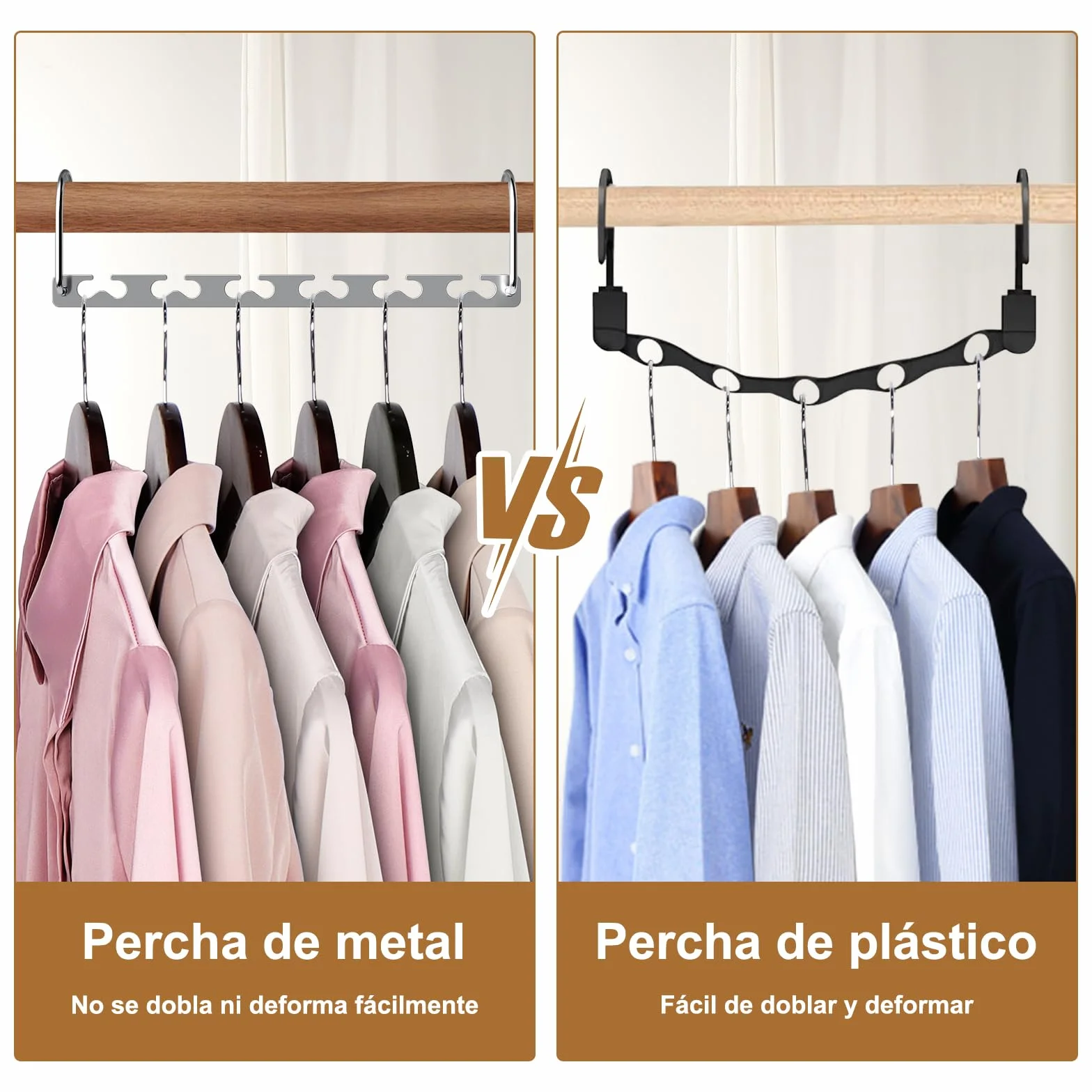 Magic - Perchas de metal resistentes para ahorrar espacio, organizador de armario, ahorro de espacio, paquete de 8 perchas en cascada