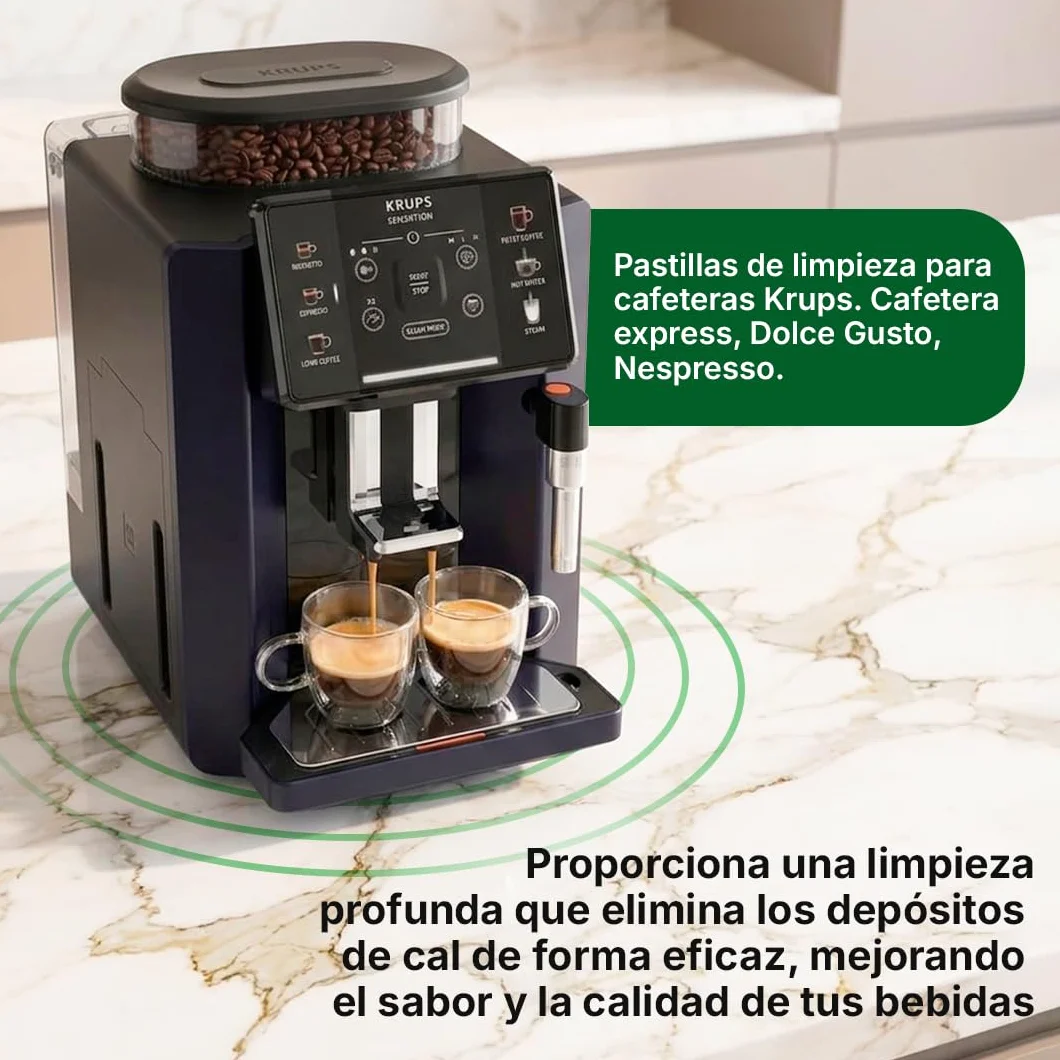 Limpiador Original | de 2x10 unidades | Compatible coon Cafeteras Automáticas y de Capsulas Krupscon, Krups XS3000, Espresso y Espresseria Automatic | Limpieza profunda y Eficaz sin Dañar