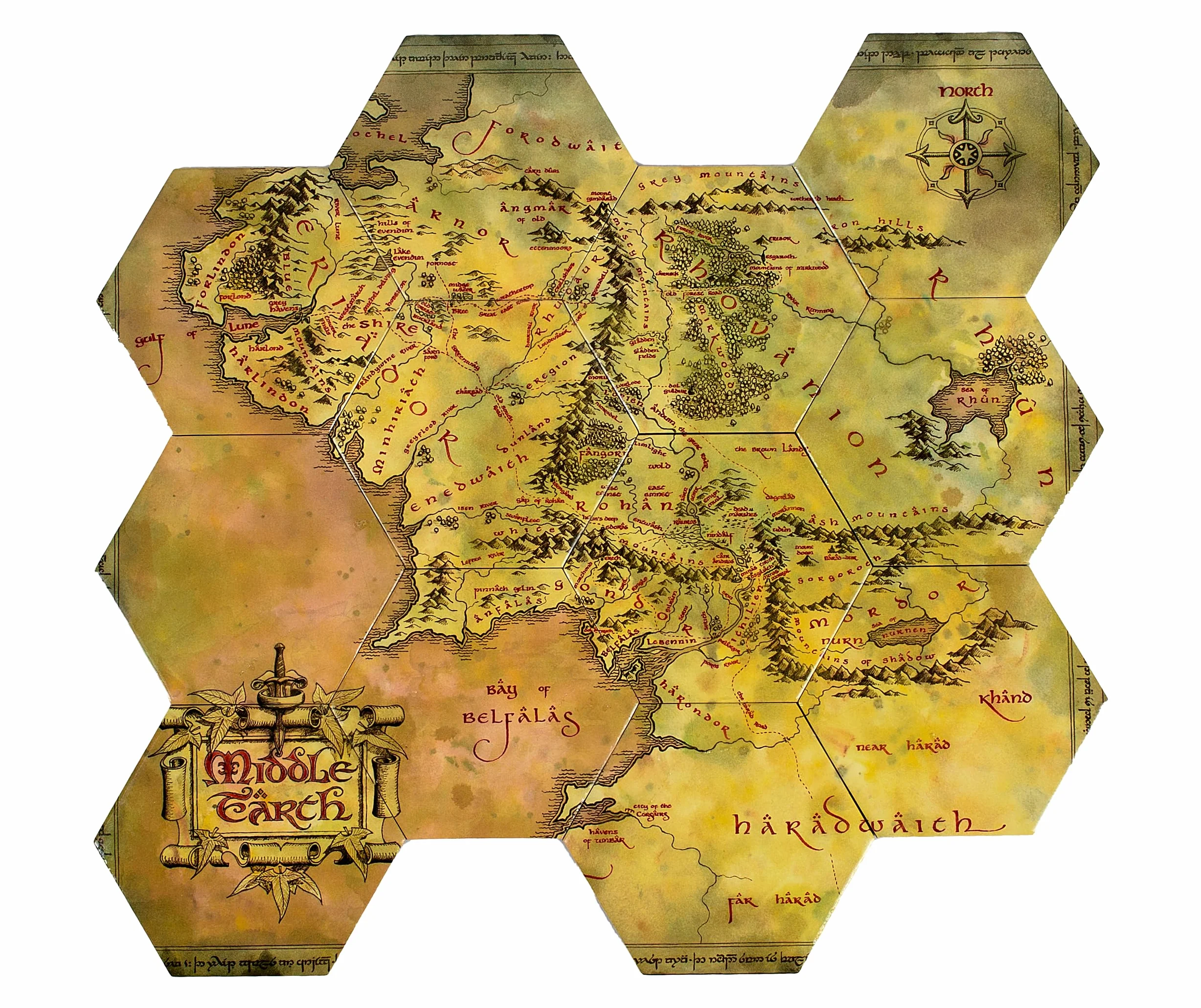Juego de posavasos hexagonales El Señor de los Anillos: la Tierra Media, licencia oficial, decoración coleccionable