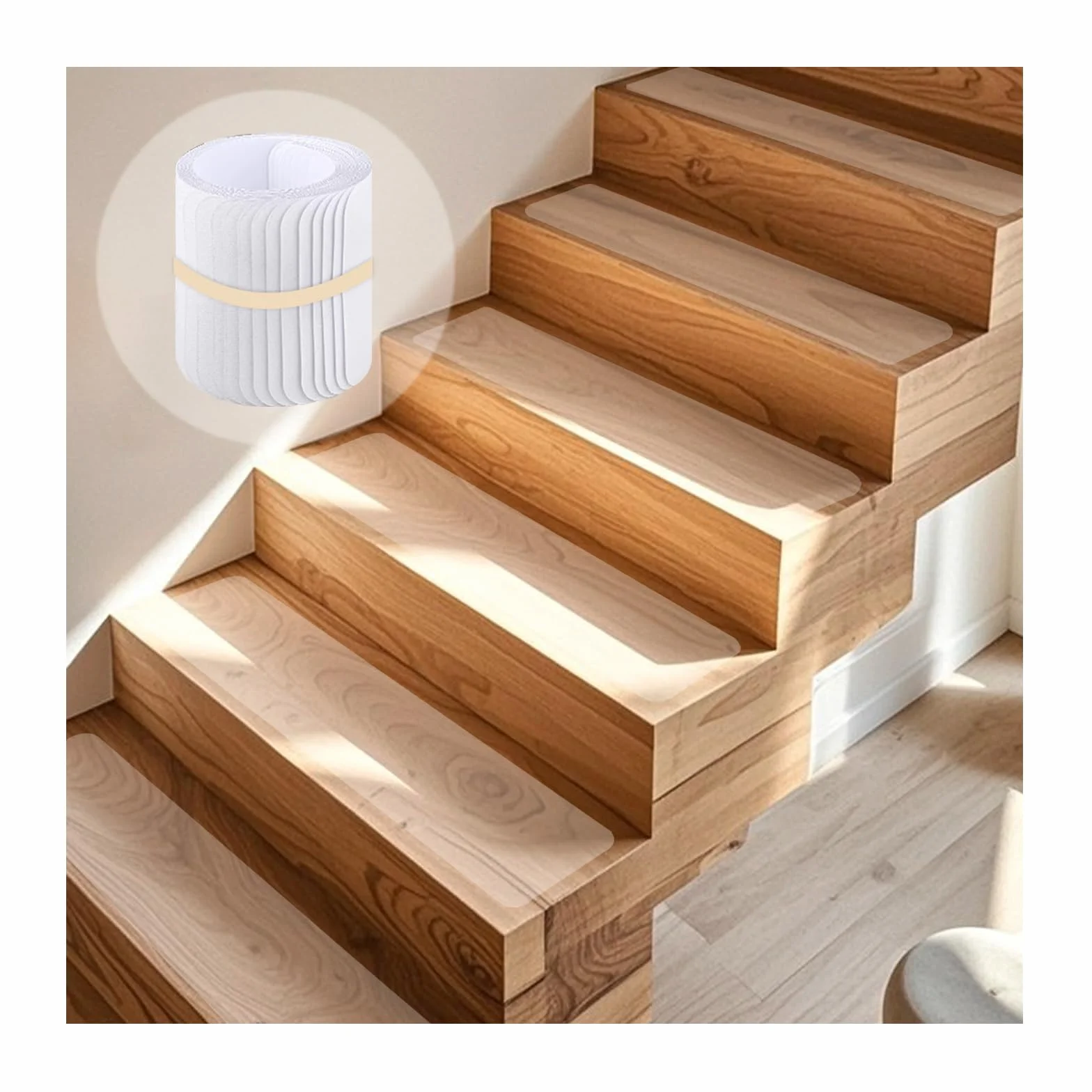 Janety 15 Piezas Tapis Cinta Antideslizante Escaleras, 15 * 60cm Alfombrillas para Escalera Transparentes en el Interior, Tapis de Protection antidérapant