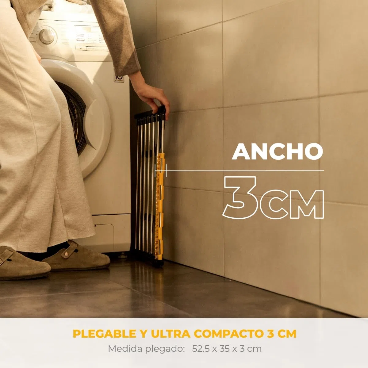 Newlux - Tendedero Balcón Extensible Flex V9 de Acero INOX (+/- 52.5-92,5x35x17cm). Tendedero barandilla Plegable con Capacidad 9M y 7kg. Accesorio Calcetines. Ideal Interiores y Exteriores, Negro