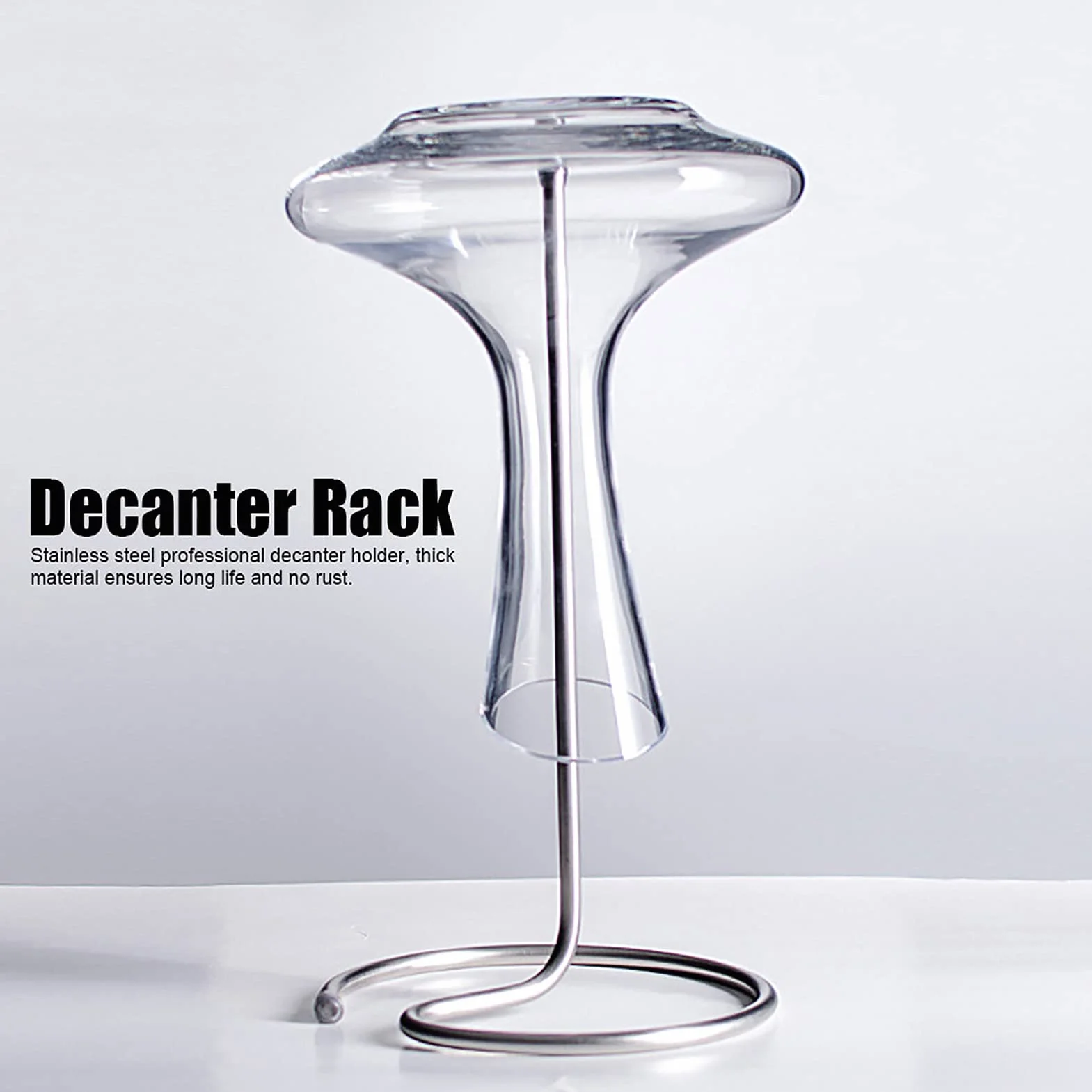 Soporte para Estante de Decantador de Acero Inoxidable, Accesorio de Secado para Vino Tinto, con Cabezal de Silicona (29x17cm)