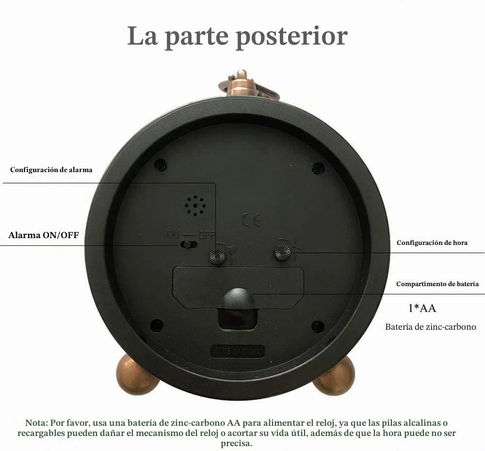 Attoe - Reloj de mesa (5.2 pulgadas, clásico, retro, estilo europeo, vintage, silencioso, para escritorio, despertador, no tic-tac, mecanismo de cuarzo, funciona con pilas, fácil de leer), Araber