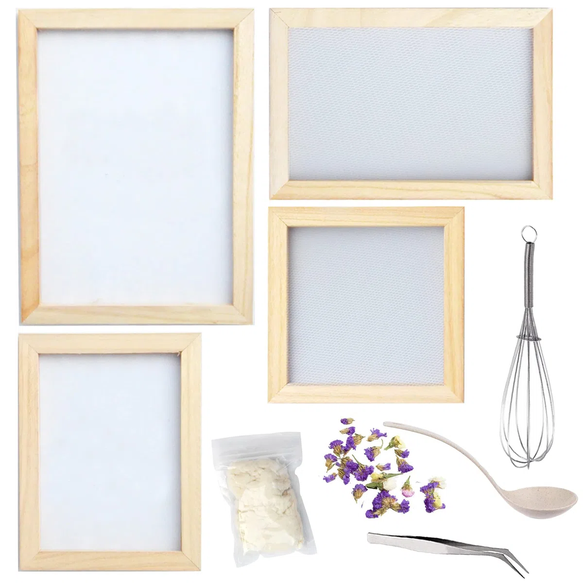 Cayway 10 Pz Pantalla para Fabricación de Papel, Marco de Molde de Papel de Madera con Flores Secas