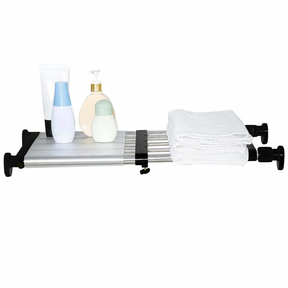 BAOYOUNI Estante de Almacenamiento Extensible para Armario Barra de Tensión Sin Taladro Ajustable Longitud 40-60cm Organizadora para Cocina, Baño, Lavadero, Garaje, Dormitorio, Negra