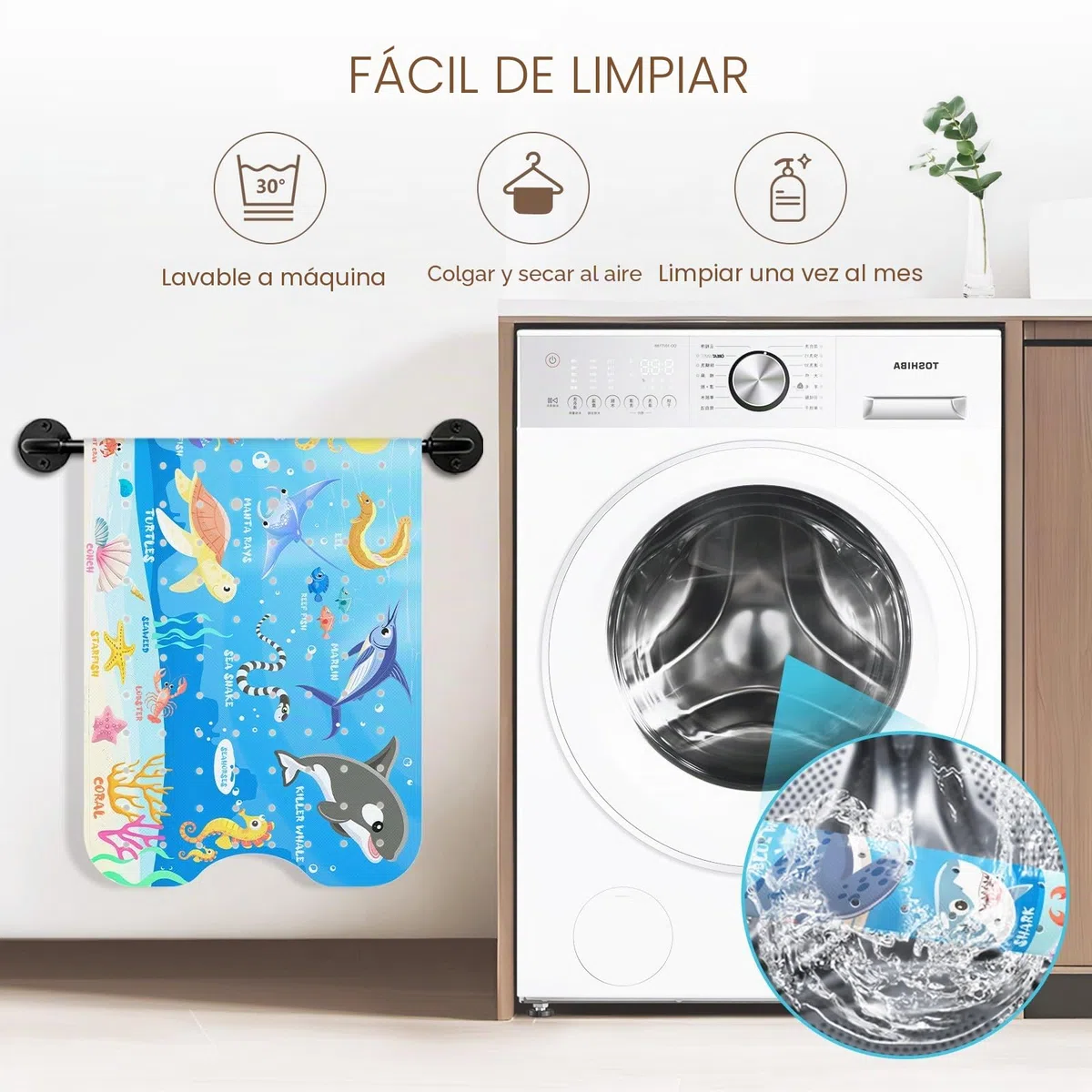 SHUCHING Alfombra Bañera Antideslizante Infantil, Alfombrilla Antideslizante Ducha Niños, Resistente al Moho y Lavable a Máquina Sin BPA, Animales Marinos