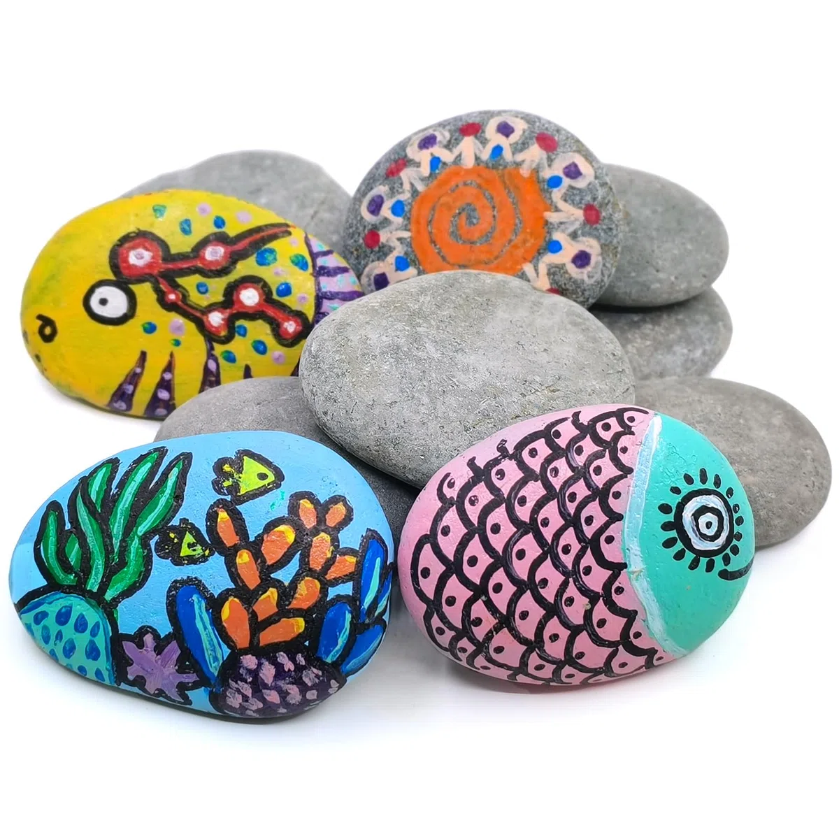 8 piedras de playa para pintar, piedras planas de río de 6 a 8 cm, piedras de mármol y grava natural para manualidades, artes y decoración de jardín, lisas y planas