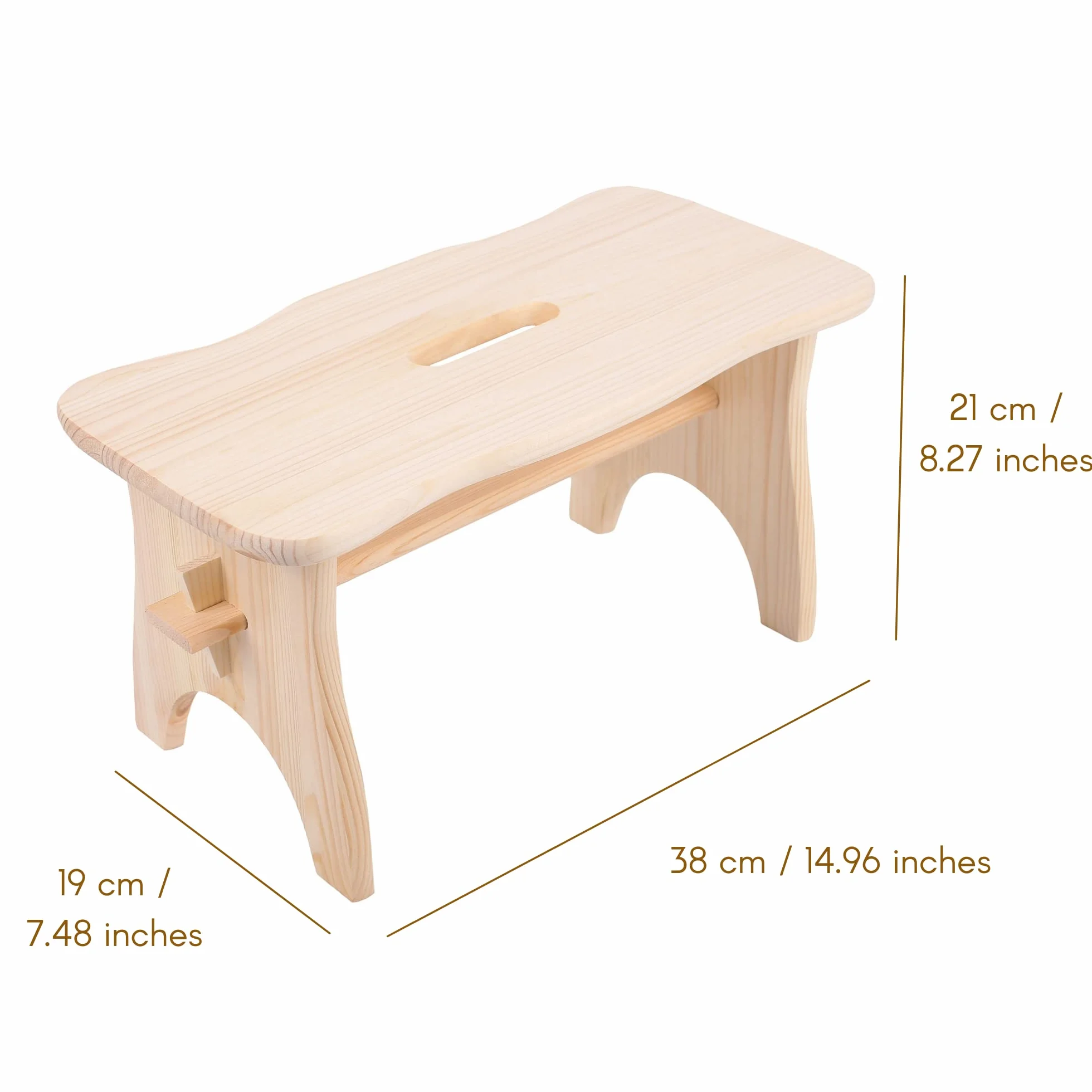 Taburete Madera Bajo Banco 39x18x21 cm Pequeña Silla Reposapiés Banqueta Asiento Escalera Cocina Baño