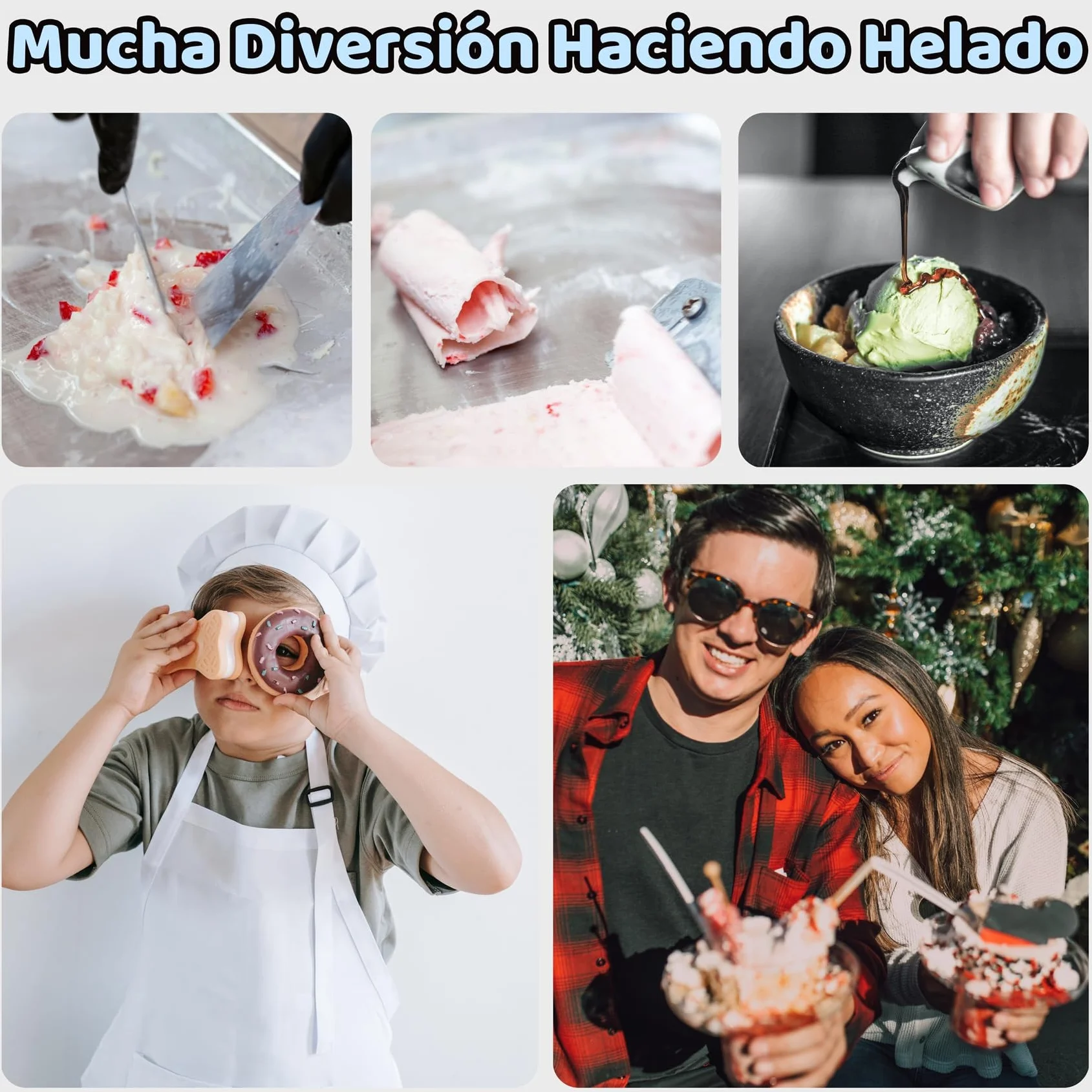 JoyMech Plancha para Hacer Helados, Plancha de Hacer Helados, Plancha para Hacer Ice Cream Rolls, Incluye 2 espátulas, Ideal para Preparar Helado Enrollado Casero y Yogur Helado (Verde)