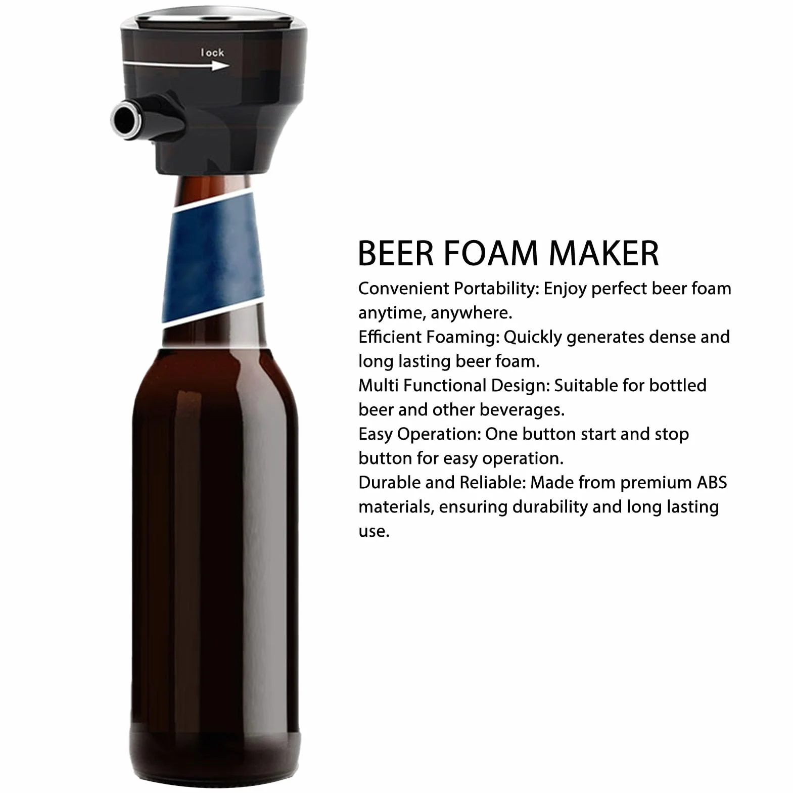 Espumador De Cerveza, Fabricante De Espuma De Cerveza, Burbujeador De Cerveza Eléctrico De Espuma Rápida, Dispensador De Vertedor De Vino Con Adaptador Enlatado Embotellado Universal Para Cerveza