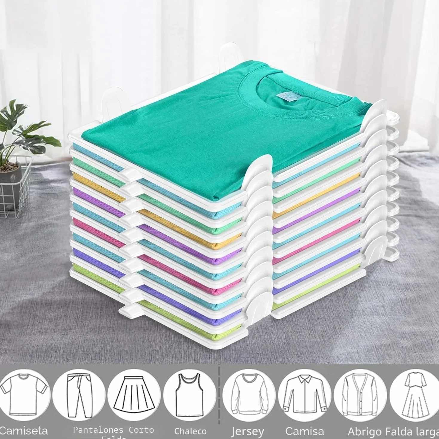 Organizador de Armario para Camisetas, Organizador de almacenamiento para armario, Ropero Apilable para Adultos y Niños, Set de 10 – Perfecto para un Armario Ordenado y Ahorro de Espacio