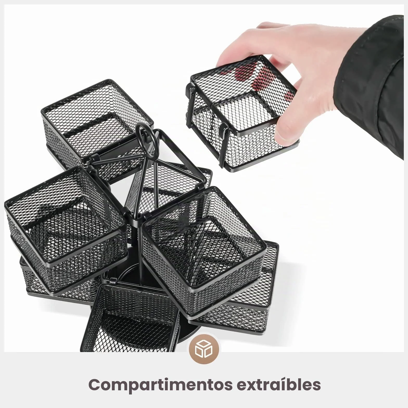 Puricon Organizador de Té, Estante Giratorio 8 Compartimentos para Almacenar Bolsitas de Té e Infusiones de Acero -Negro