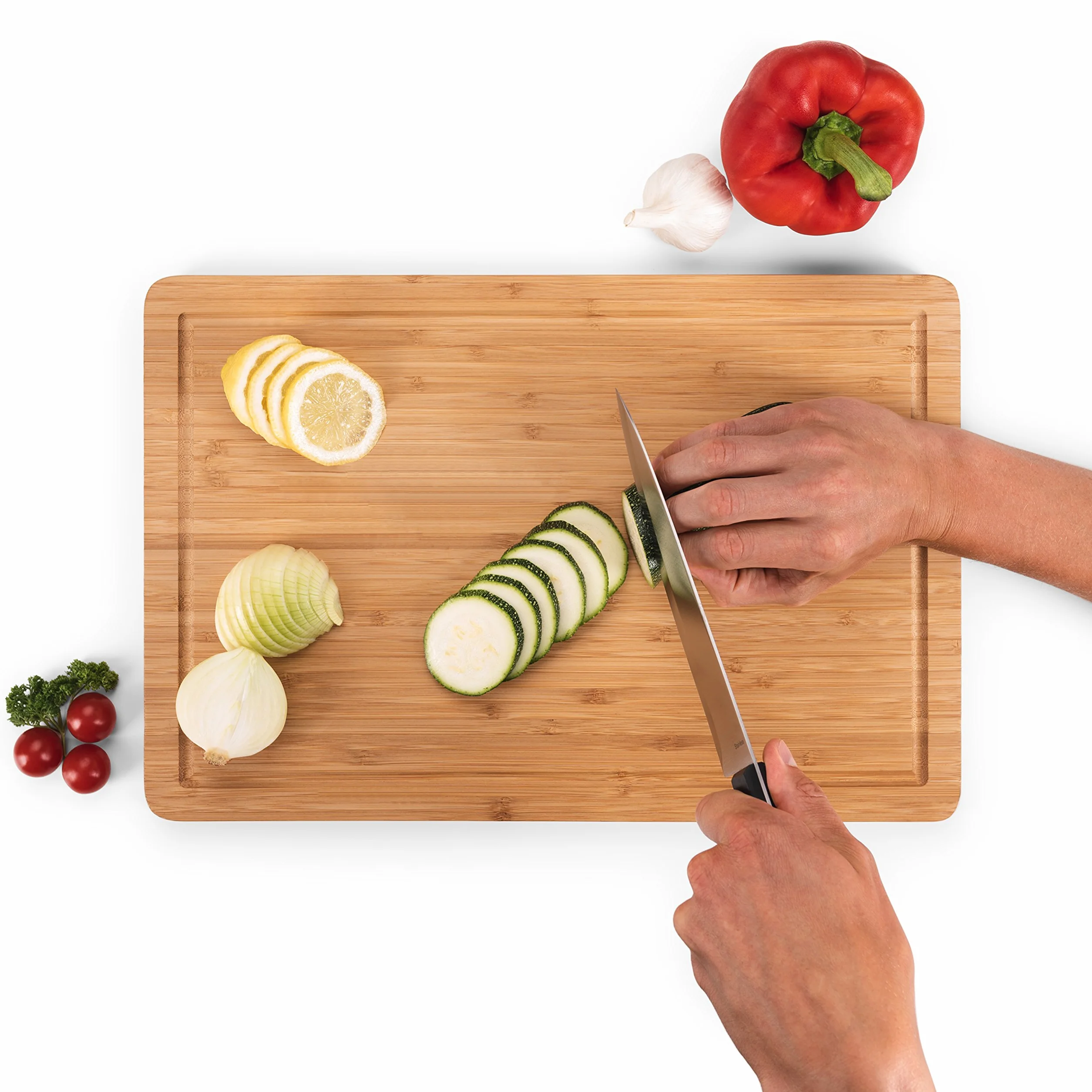 Blumtal Tabla De Cocina 100% Bambú - Tabla de Cortar de madera Resistente, Antiséptica, 43,5 x 29,5 cm