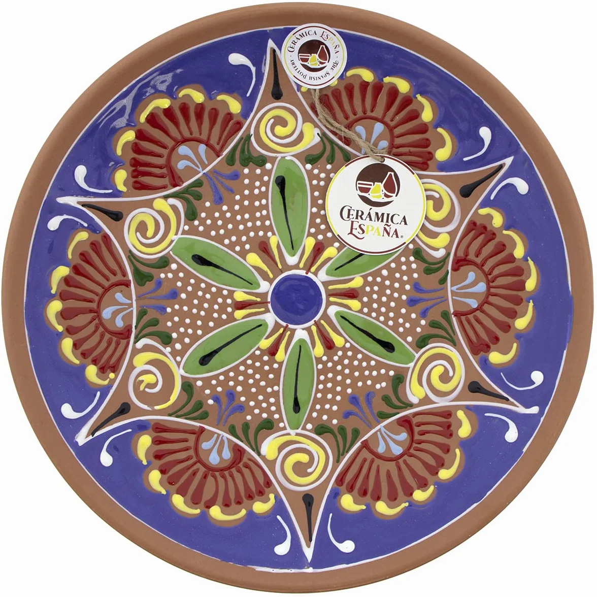 CERÁMICA ESPAÑA | Plato Decorativo de Pared | Modelo D30 | Cerámica 100% Hecho a Mano | 21x21x2.5 cm