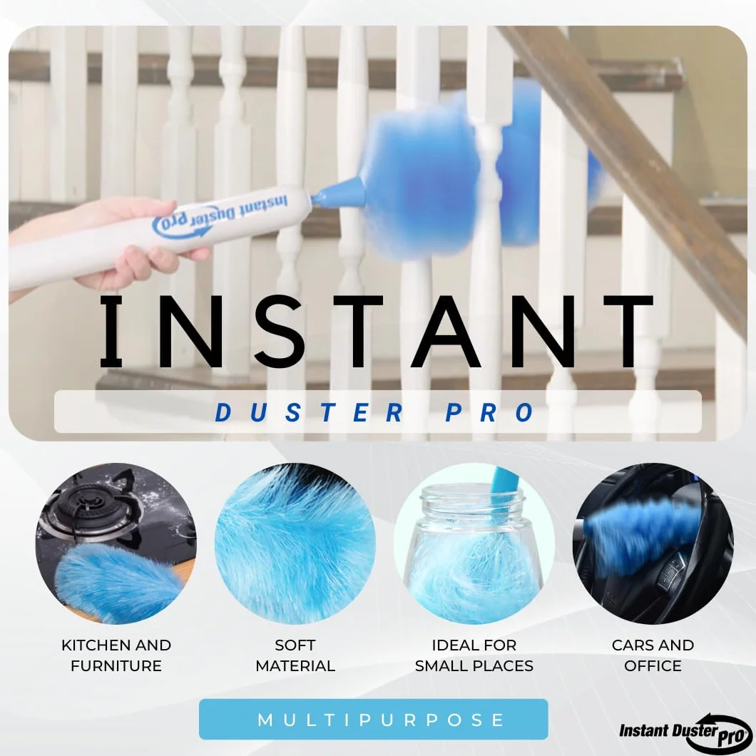 Instant Duster Pro Plumero eléctrico inalámbrico Original, Sistema Antiestático, Fibras electromagnéticas