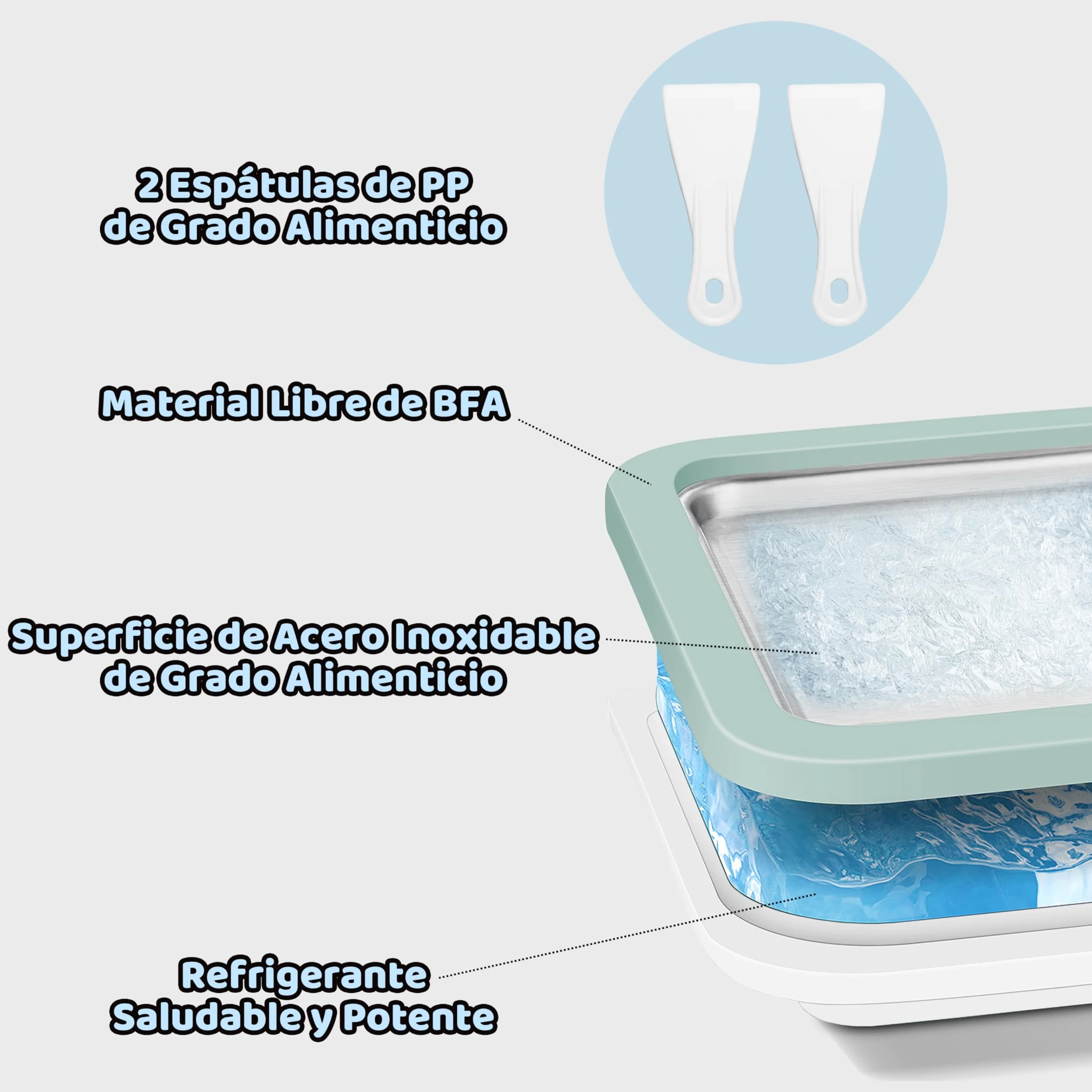 JoyMech Plancha para Hacer Helados, Plancha de Hacer Helados, Plancha para Hacer Ice Cream Rolls, Incluye 2 espátulas, Ideal para Preparar Helado Enrollado Casero y Yogur Helado (Verde)