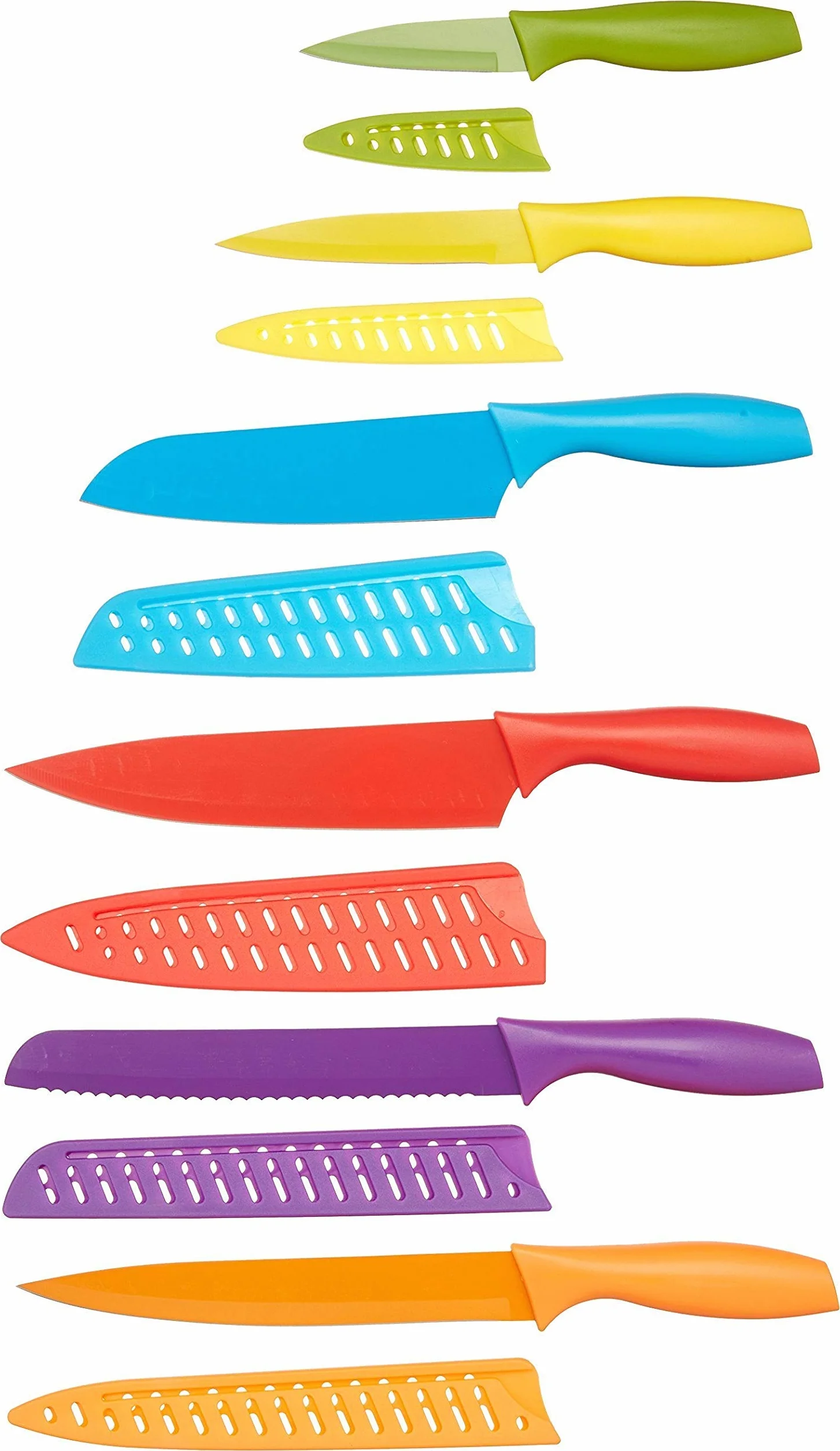 Amazon Basics Juego de Cuchillos de Colores, 12 Unidad, Surtido
