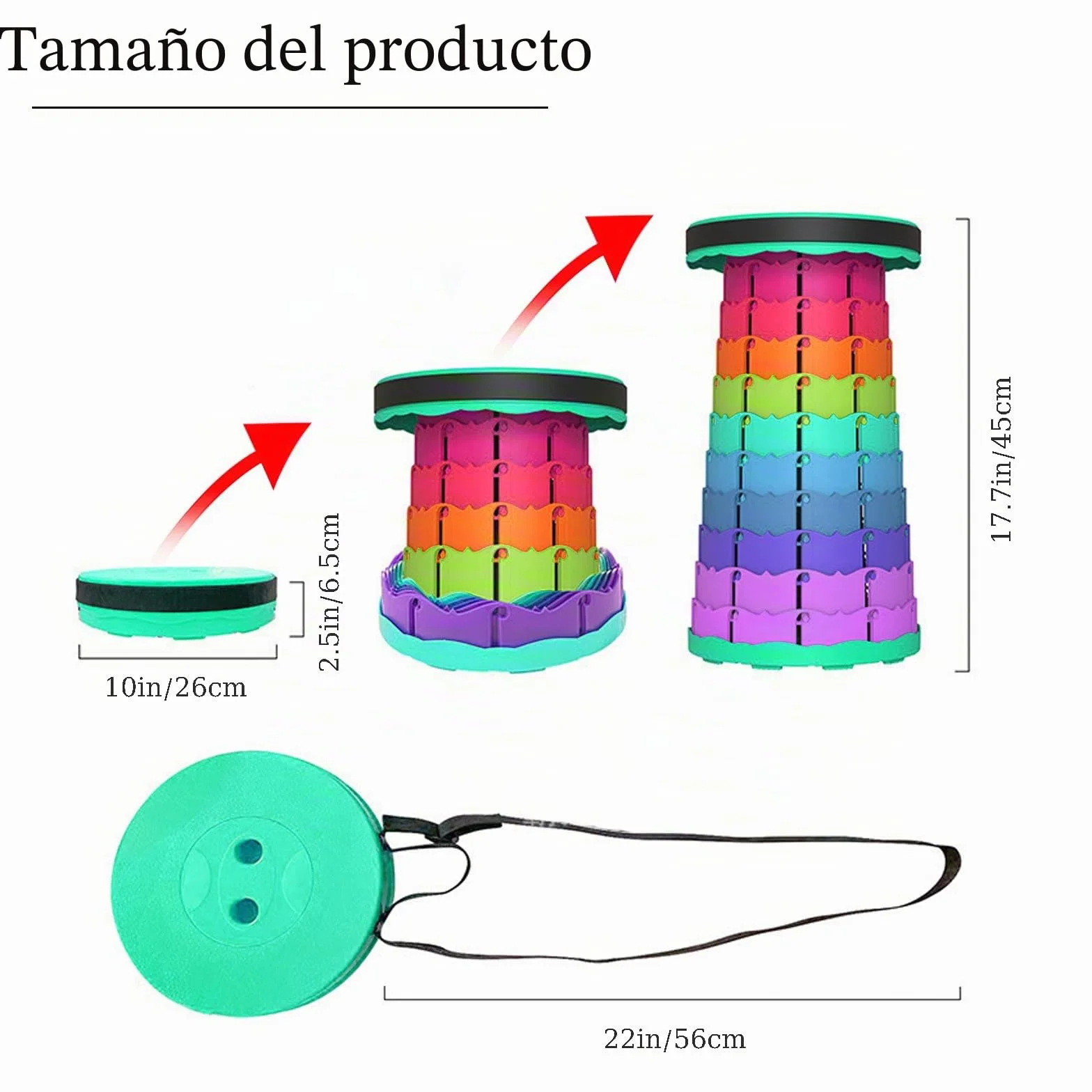 Taburete Plegable Portátil Ajustable en Altura 200 kg