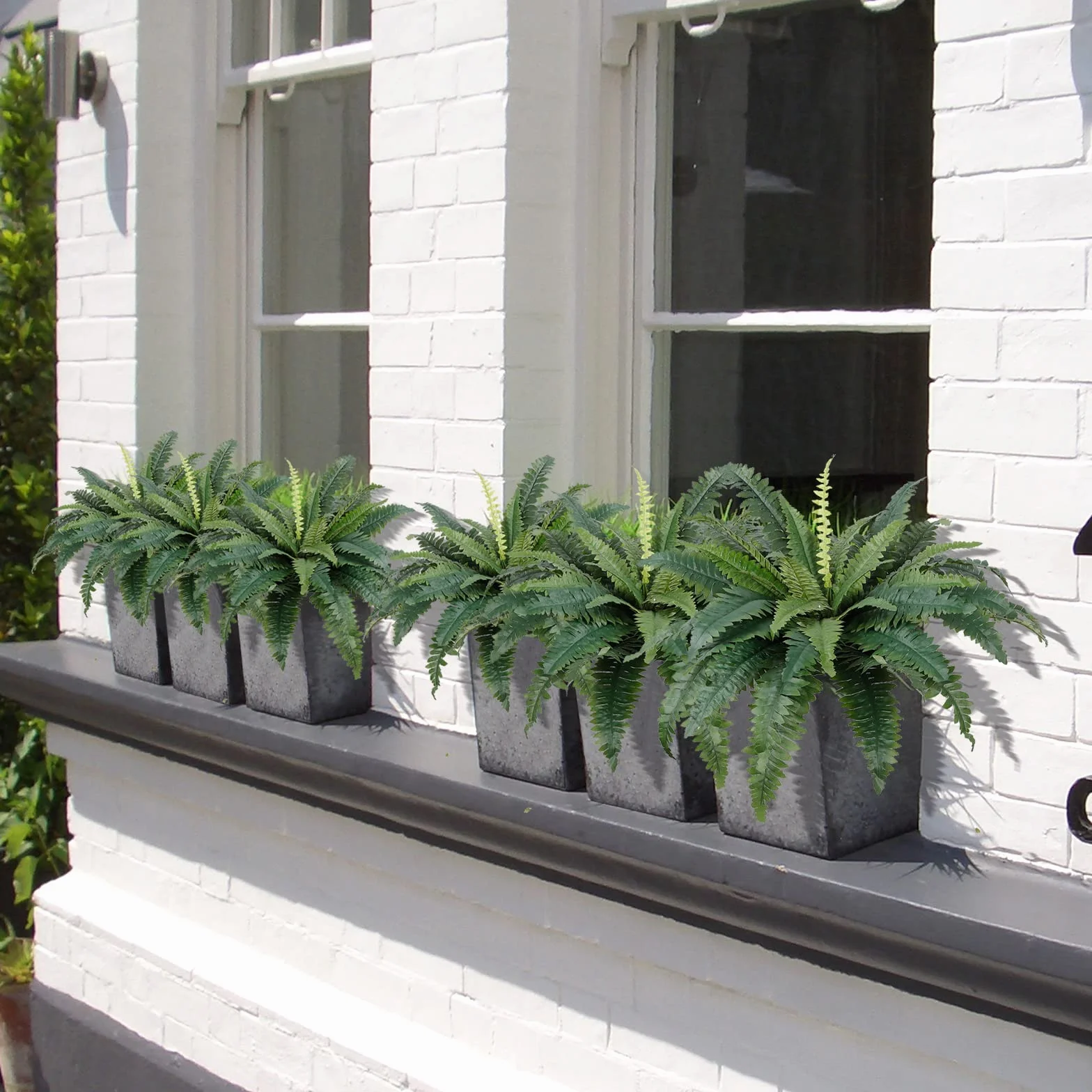 2 unidades de helechos artificiales para el aire libre 58 cm helechos grandes plantas de plástico resistente a los rayos UV plantas artificiales para piscina al aire libre jardín decoración
