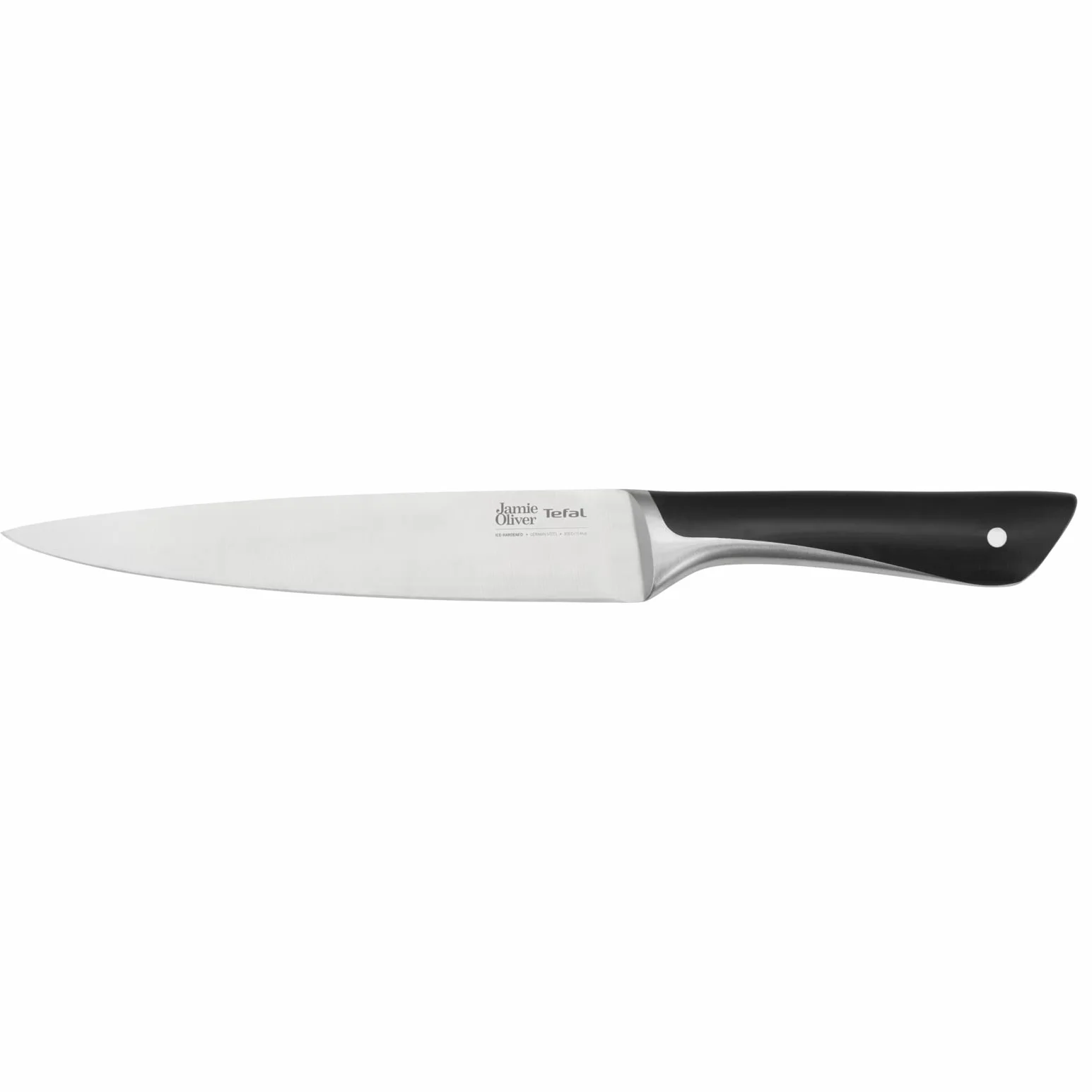 Tefal K26702 Jamie Oliver - Cuchillo para carne y jamón (20 cm, alto rendimiento de corte, diseño inconfundible, cuchillas resistentes y duraderas, acero inoxidable), color negro