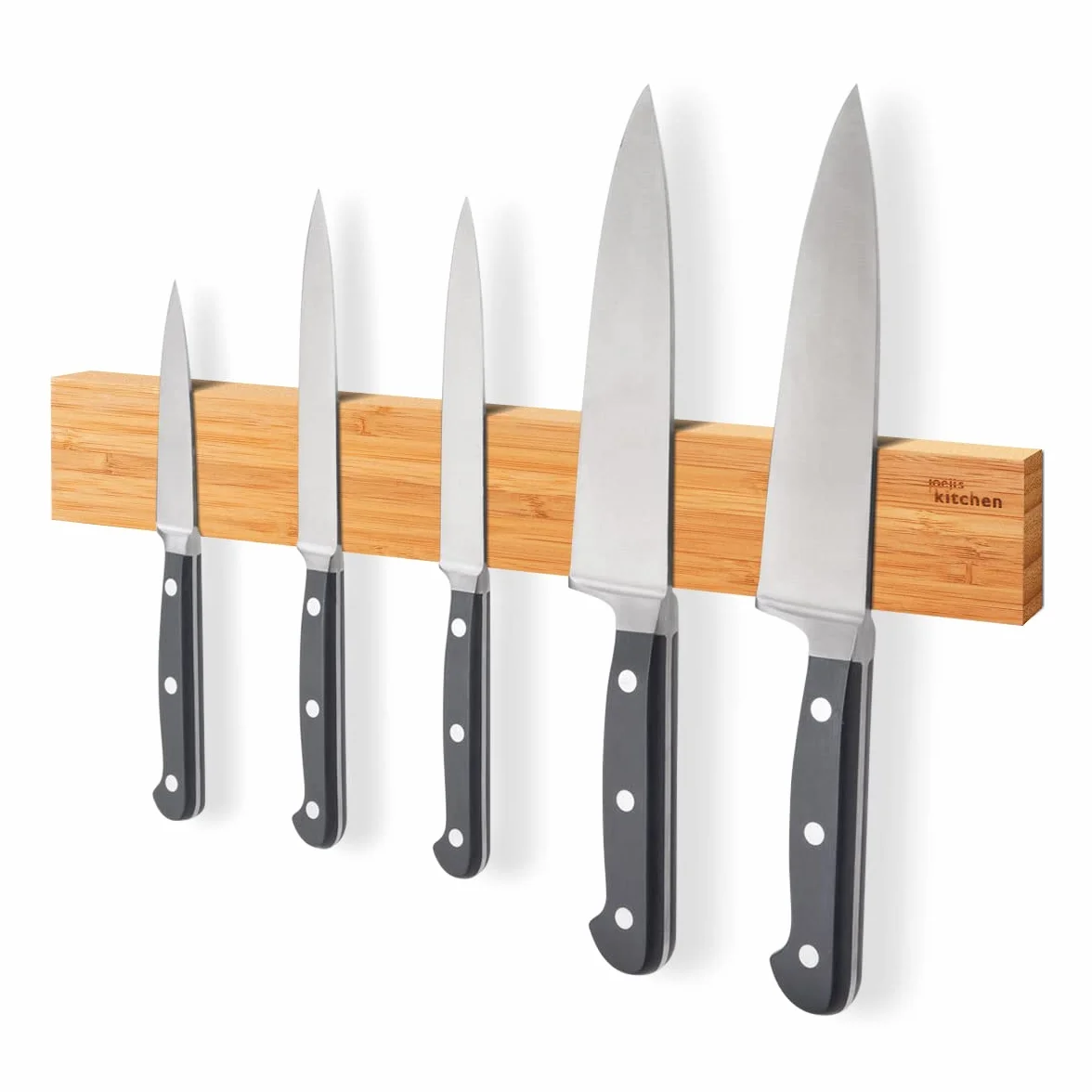 Imantada Barra para Cuchillos 40 cm Madera de Bambú Ecológico Iman Cuchillos Cocina