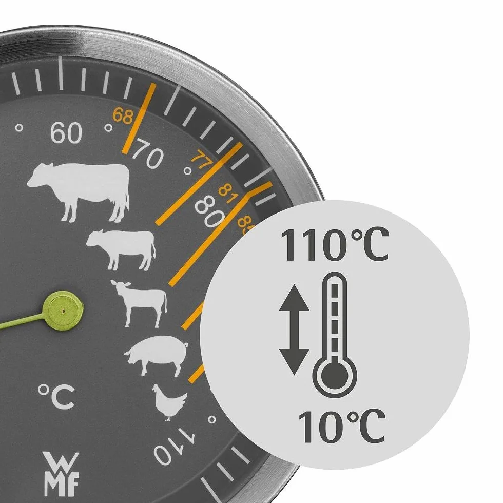 WMF Scala - Termómetro para Asados, Acero Inoxidable Cromargan Pulido, Termómetro Carne
