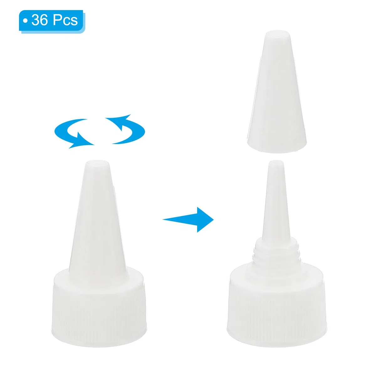 PATIKIL Girar Botella Tapas, 36 Uds 24/410 Estrujar Botella Tapa Reemplazo Tapas para Clavijaamento Dispensador Botellas Dispensador Tapas Pintura Botellas, Blanco