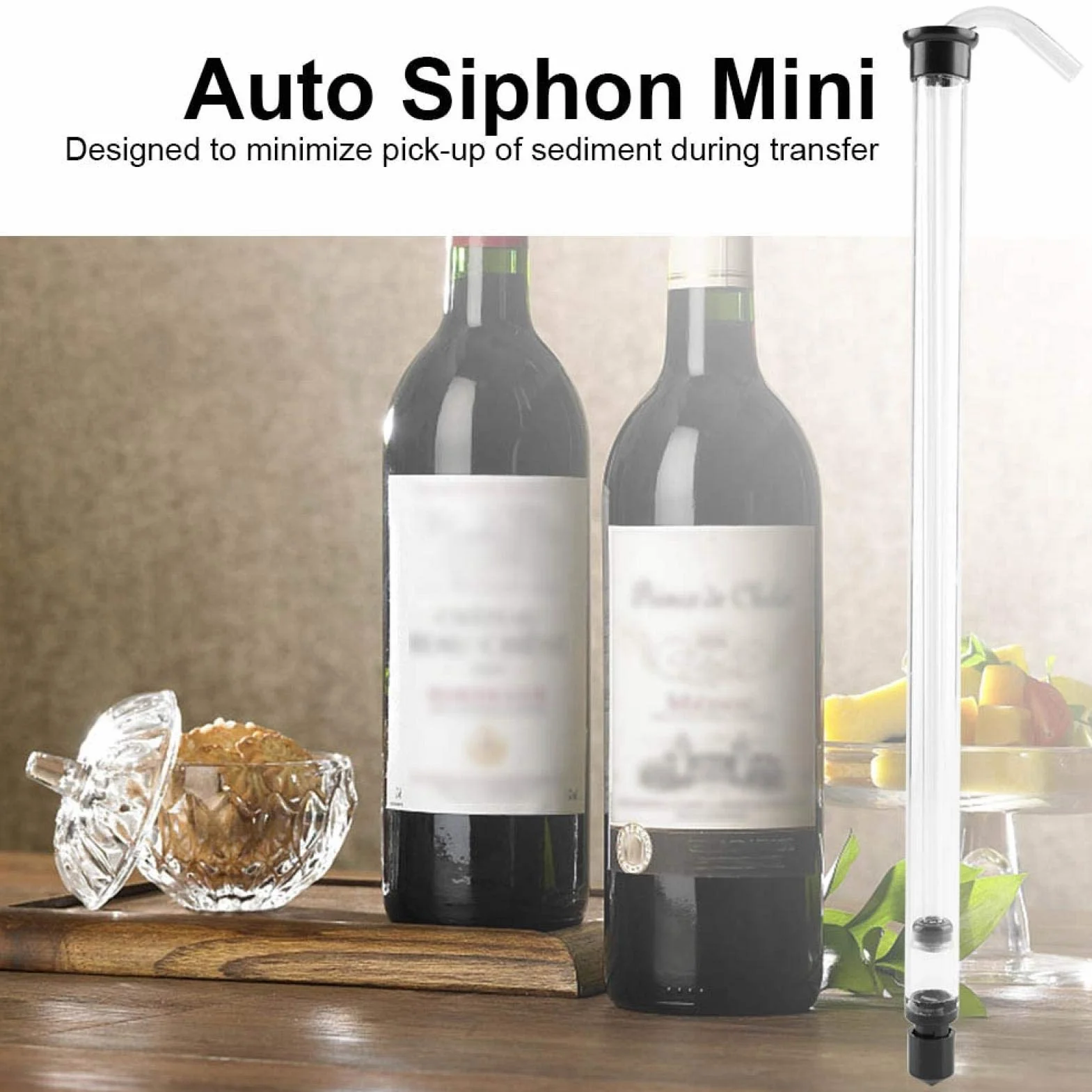 Kit de Sifón Deluxe para Vino, Llenador de Botellas Pro Auto Siphon Racking Cane con Tubería de Flujo Rápido