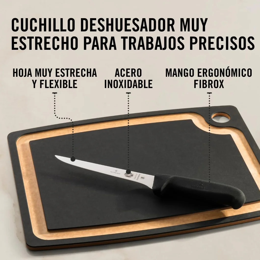 Victorinox Fibrox Cuchillo deshuesador 15 cm acero inoxidable hoja flexible recta negro