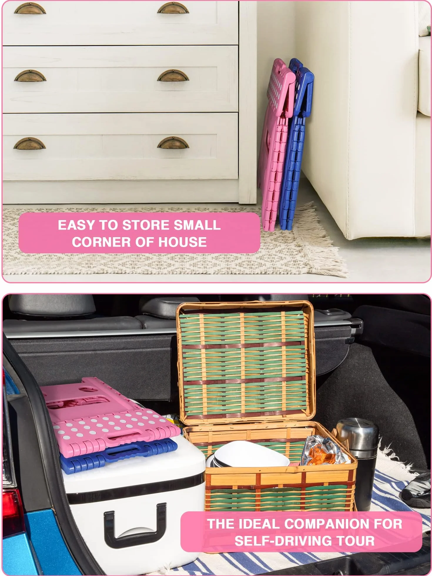 EasySpeed Taburete Plegable Cocina Baño Escalera Pequeña 150kg 29x22x32cm Rose