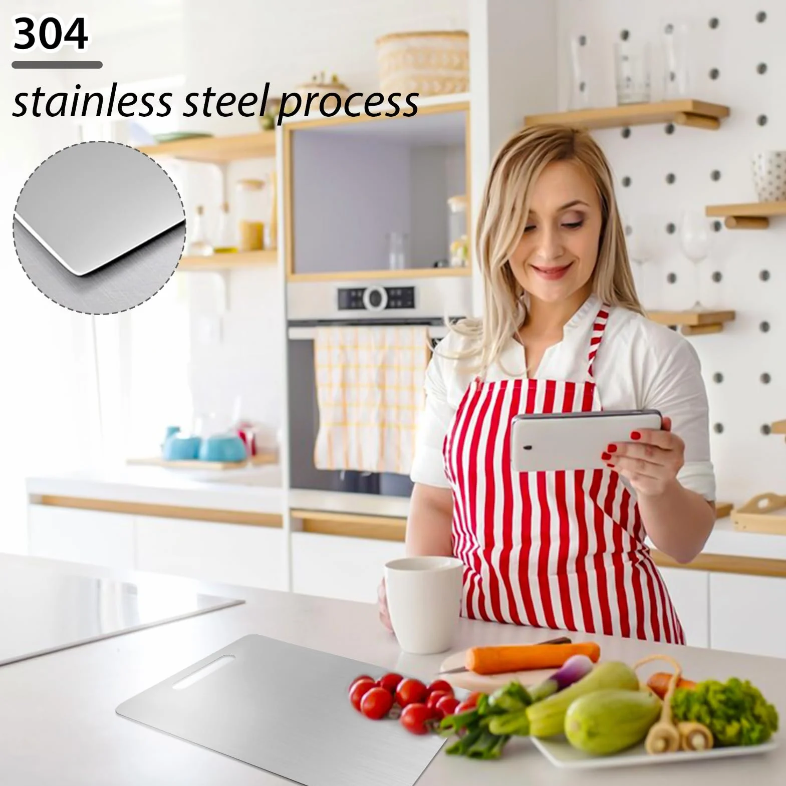 Tabla de Cortar de Titanio Aleación Inoxidable 0 Migas 2 Lados Frutas Verduras Masa Pan