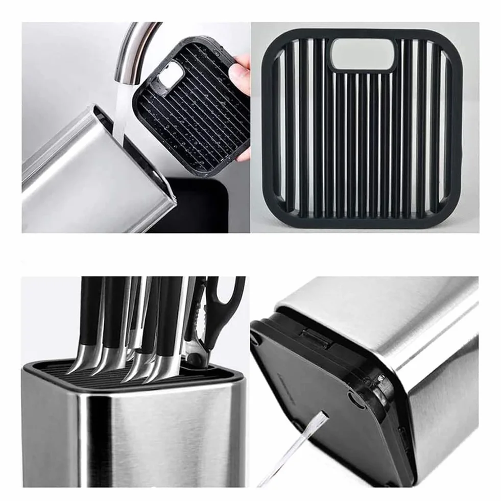 Soporte Cuchillos Cocina, Bloque Cuchillos Sin Cuchillos, Bloque Cuchillos Universal, con Ranura para Tijera y Orificio de Drenaje, para Guardar Varios Cuchillos y Tijeras