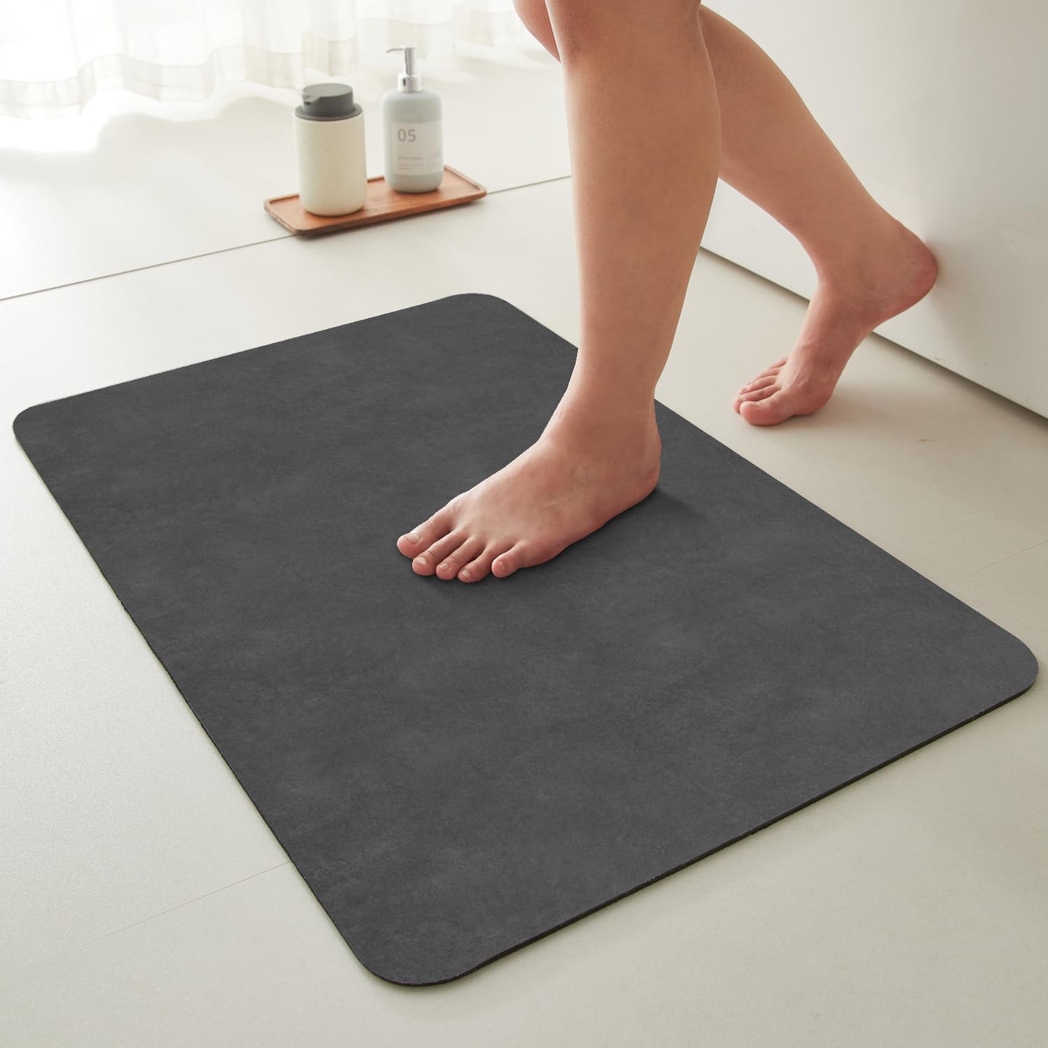 Dark Grey Slim Absorbent Bath Mat