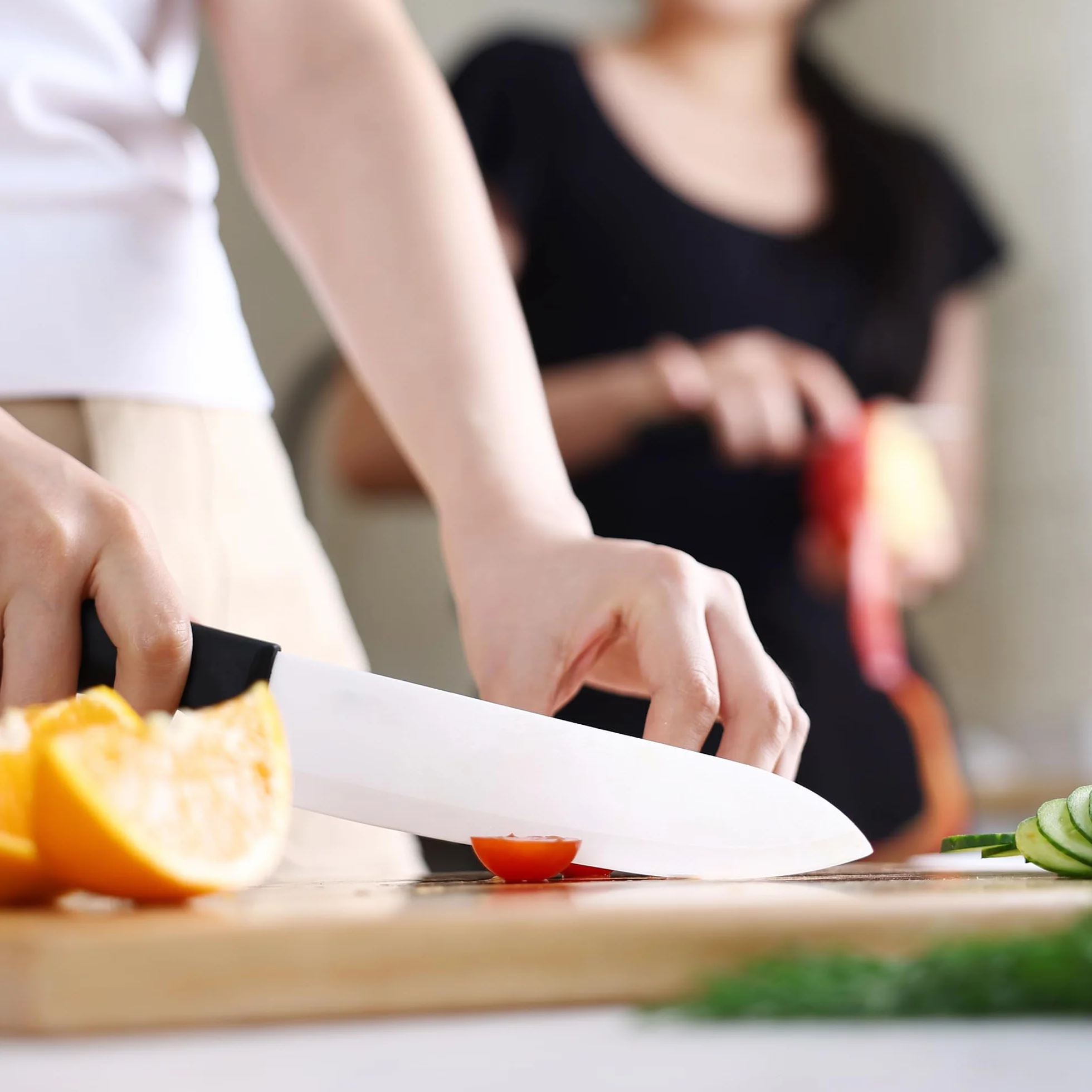 hecef Juego de Cuchillos de Cerámica 3 Piezas Chef Fruta Pelador Mango Antideslizante Blanco