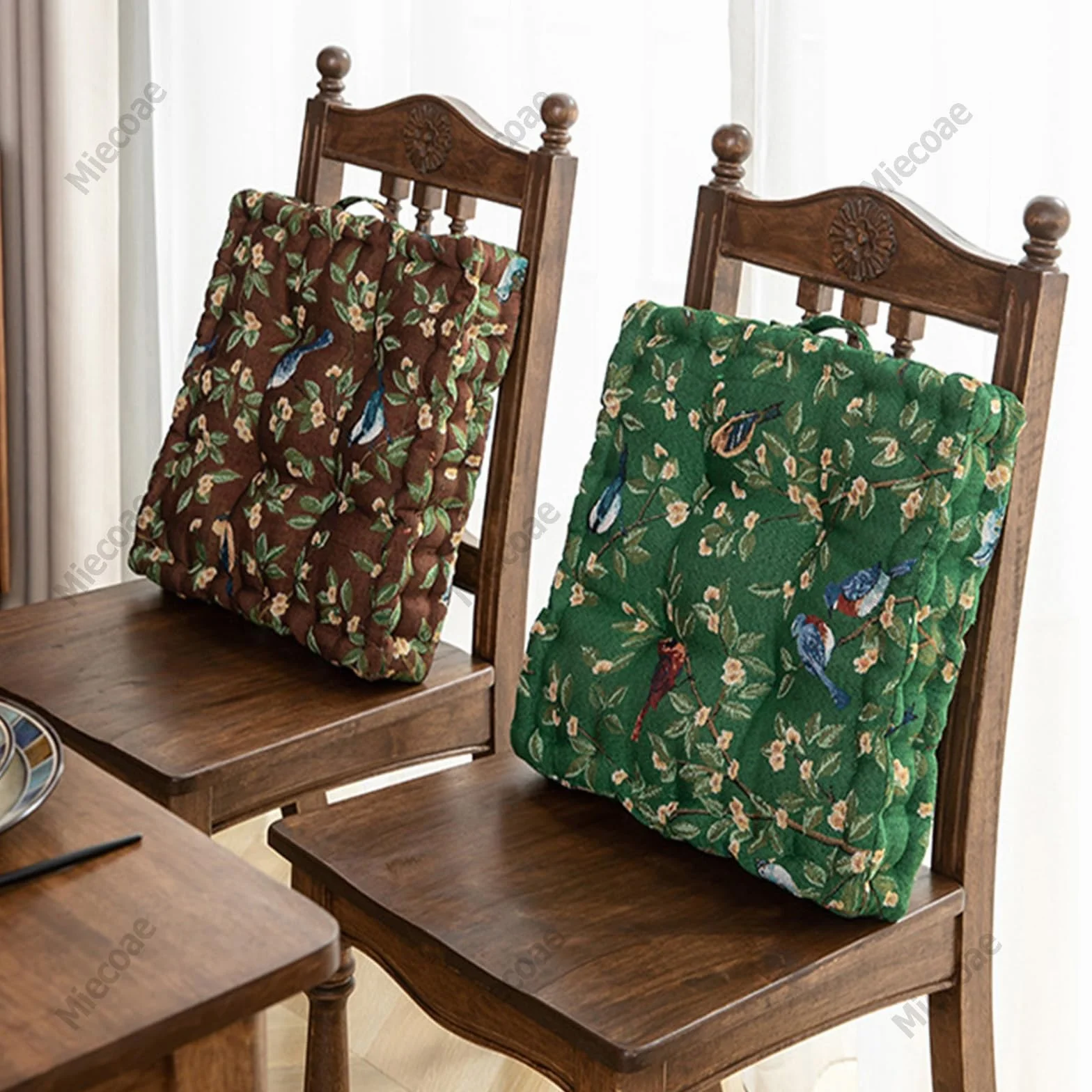 Cojines para Sillas Cojín de Meditación Cuadrado 40x40 Cojin Suelo Grandes con Asa, Cojín Silla de Jardín Exterior y Interior, Cojines para Bancos de Ruedas Comedor(Leaf-3)