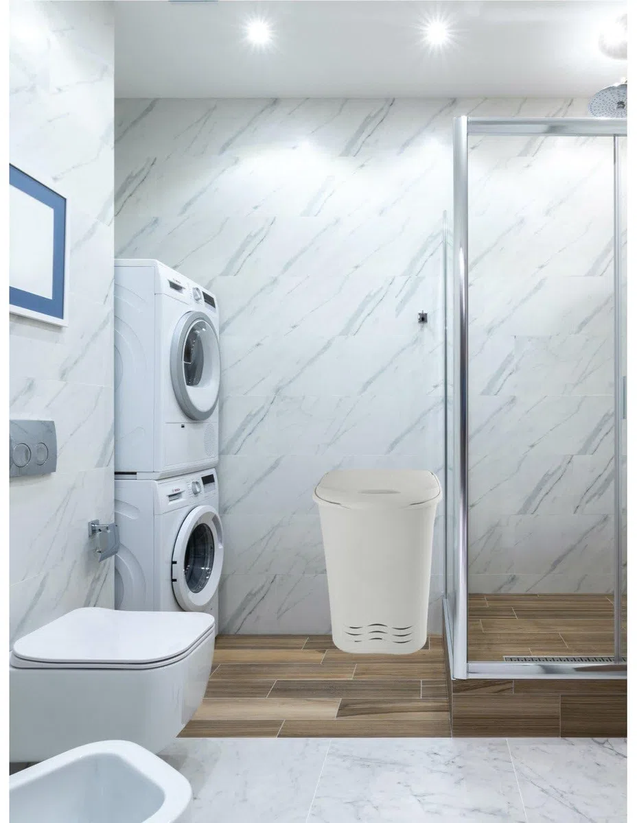 JARDIN202 - Cesto Ropa Sucia con Asas – Pongotodo para Colada 70 Litros | 70 litros (Blanco)