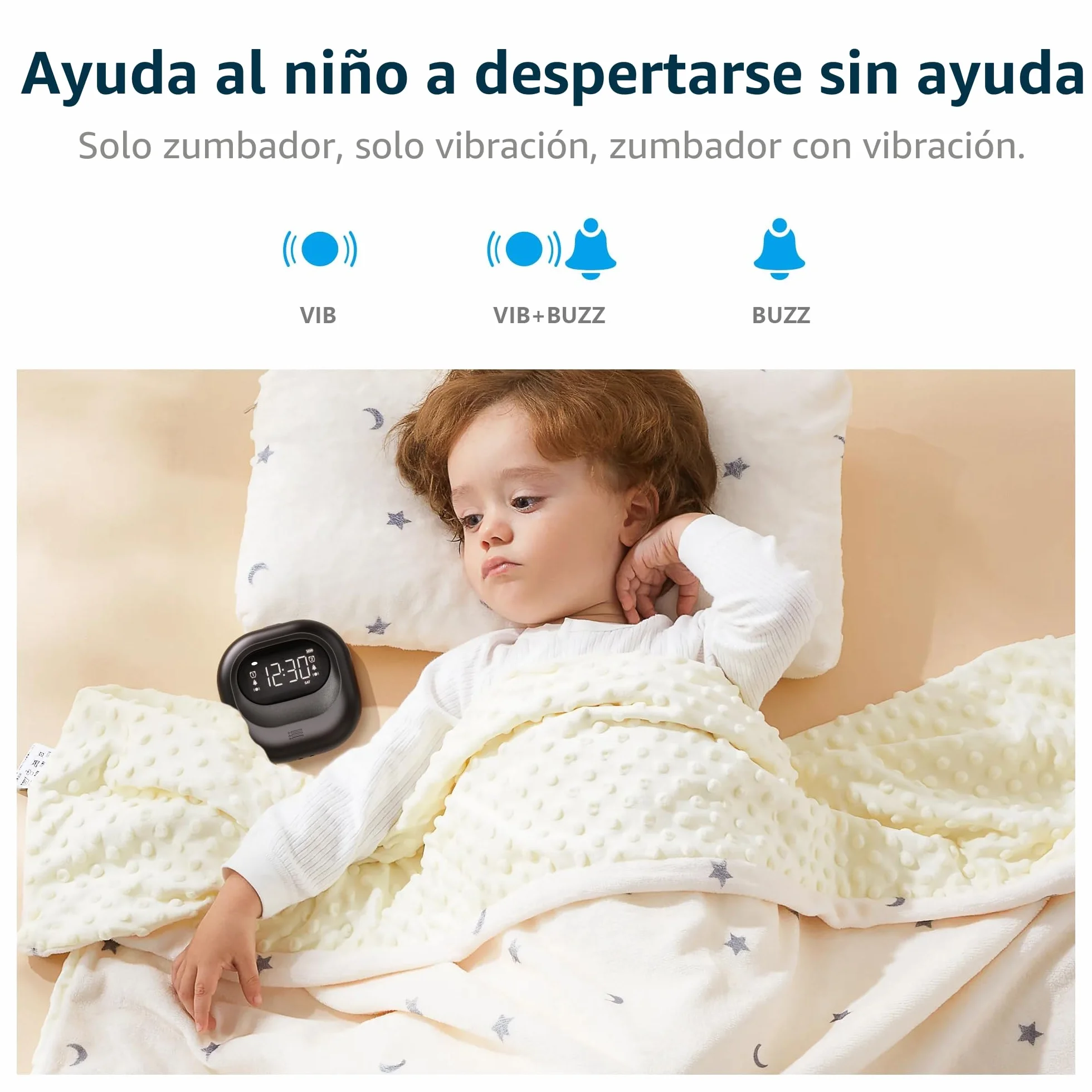 Mesqool Reloj Despertador con Vibración, Reloj Despertador con Batería Recargable, Alarma Doble para Días Laborables & Fines de Semana, Inalámbrico, Sin Cables, Reloj Despertador Digital de Viaje