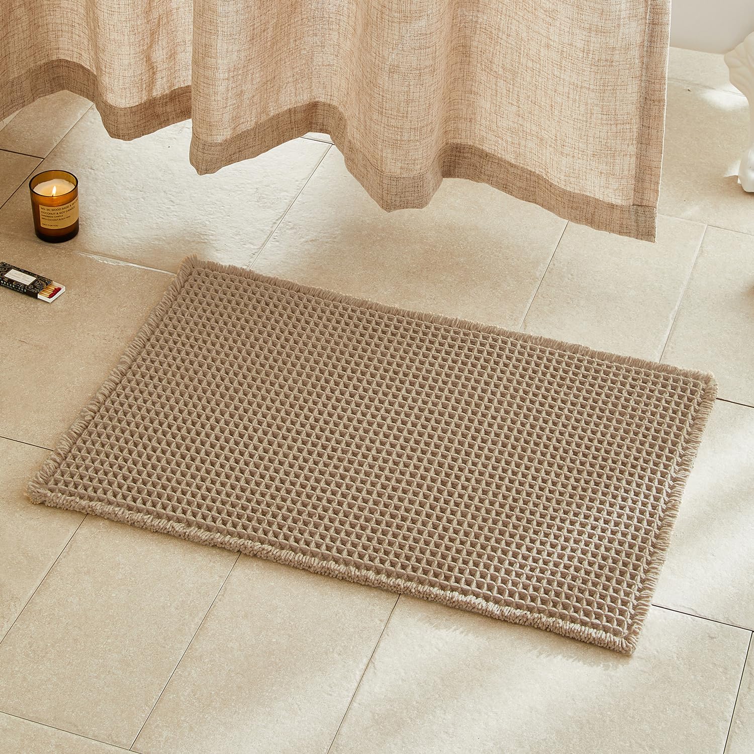 Khaki Waffle Weave Bath Mat