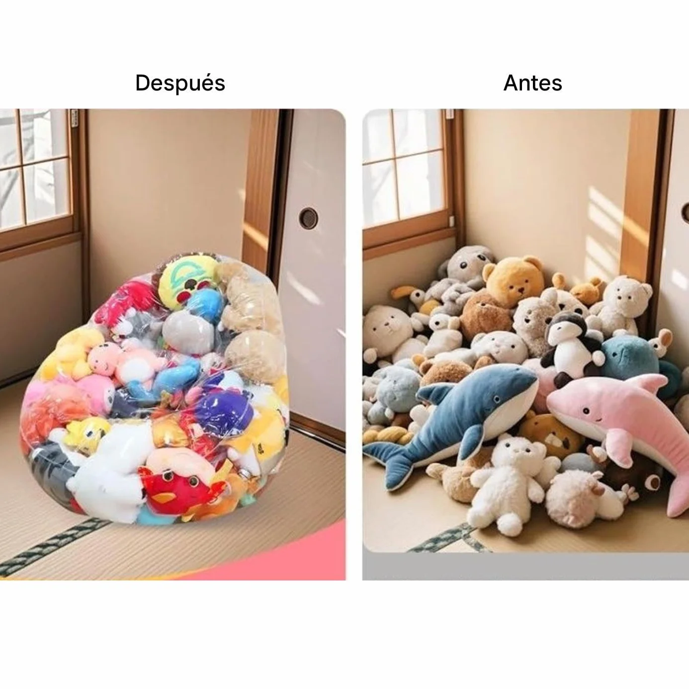 Funda Grande Para Sillón Saco,Organizador De Almacenamiento Grande Transparente - Almacenamiento Para Peluches De Puff,Para Juguetes Muñecas Niñas Adultos Adolescentes Niños Habitación