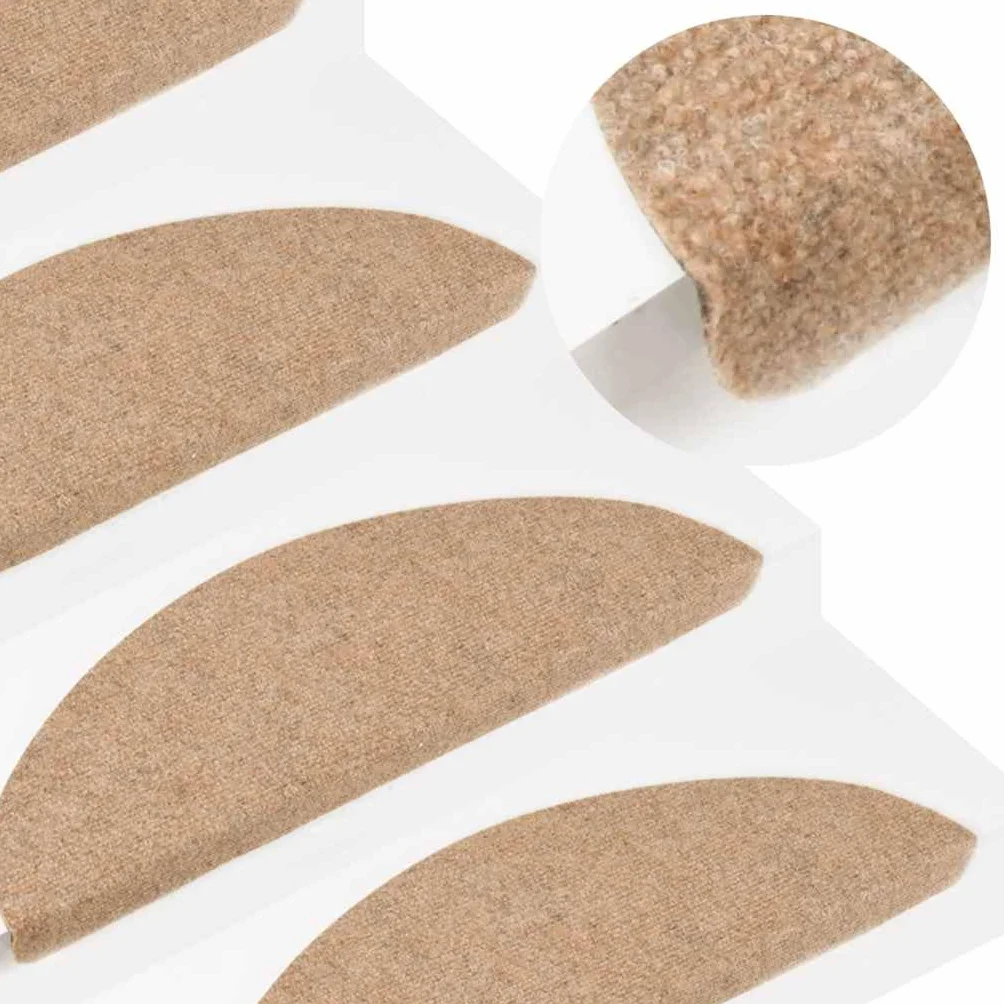 vidaXL Alfombrilla Autoadhesiva de Escalera 10 uds, Alfombra Antideslizantes para Peldaño Lavable y Plegable, Estera para Escaleras, Beige