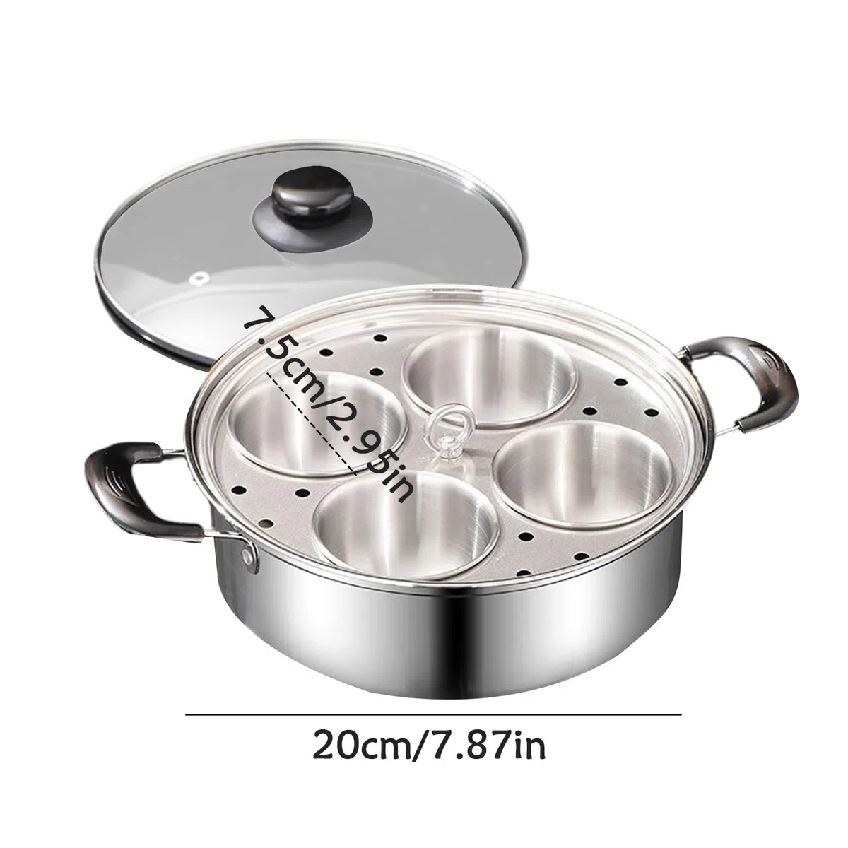 Genérico Egg Poacher Stainless Steel – Non Stick 4 Cup Steamer Pan, Rust Resistant Cooker | Small Household Multi Purpose Egg Maker For Breakfast Brunch | 4 Compartment Steamer For Induction
