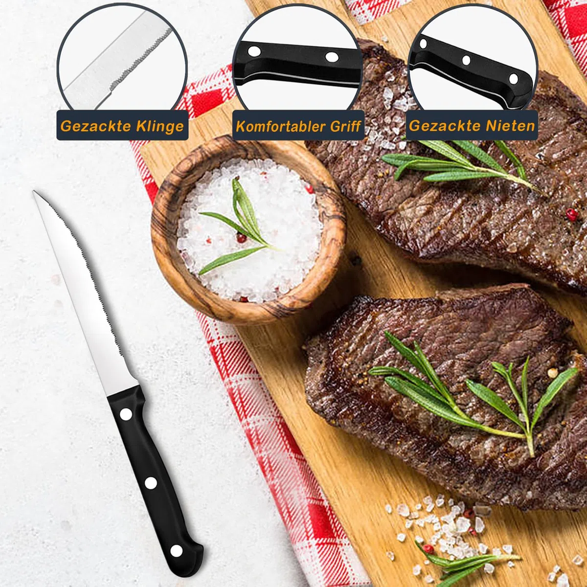 Juego de cubiertos 6 Personas, Hunnycook 36 Piezas Juego de cubiertos con Cuchillo para Carne, Set de Cubiertos de Acero Inoxidable con Cuchillo Tenedor Cuchara para, Apto para Lavavajillas