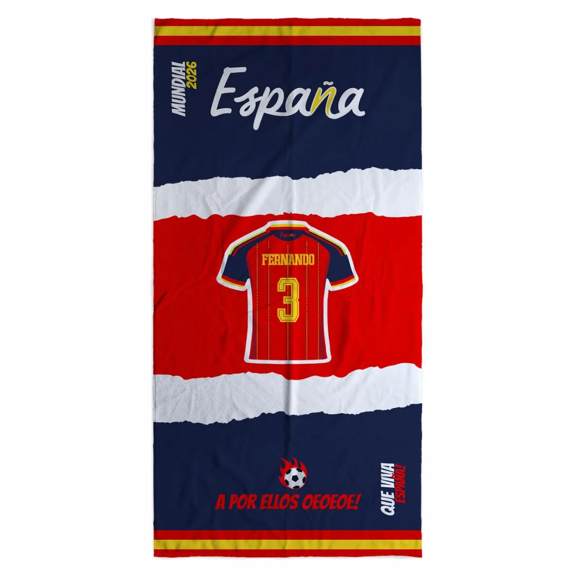 Toalla Personalizada Selección Española Mundial 2026 con Nombre y Número Camiseta España Regalo Original 70x140