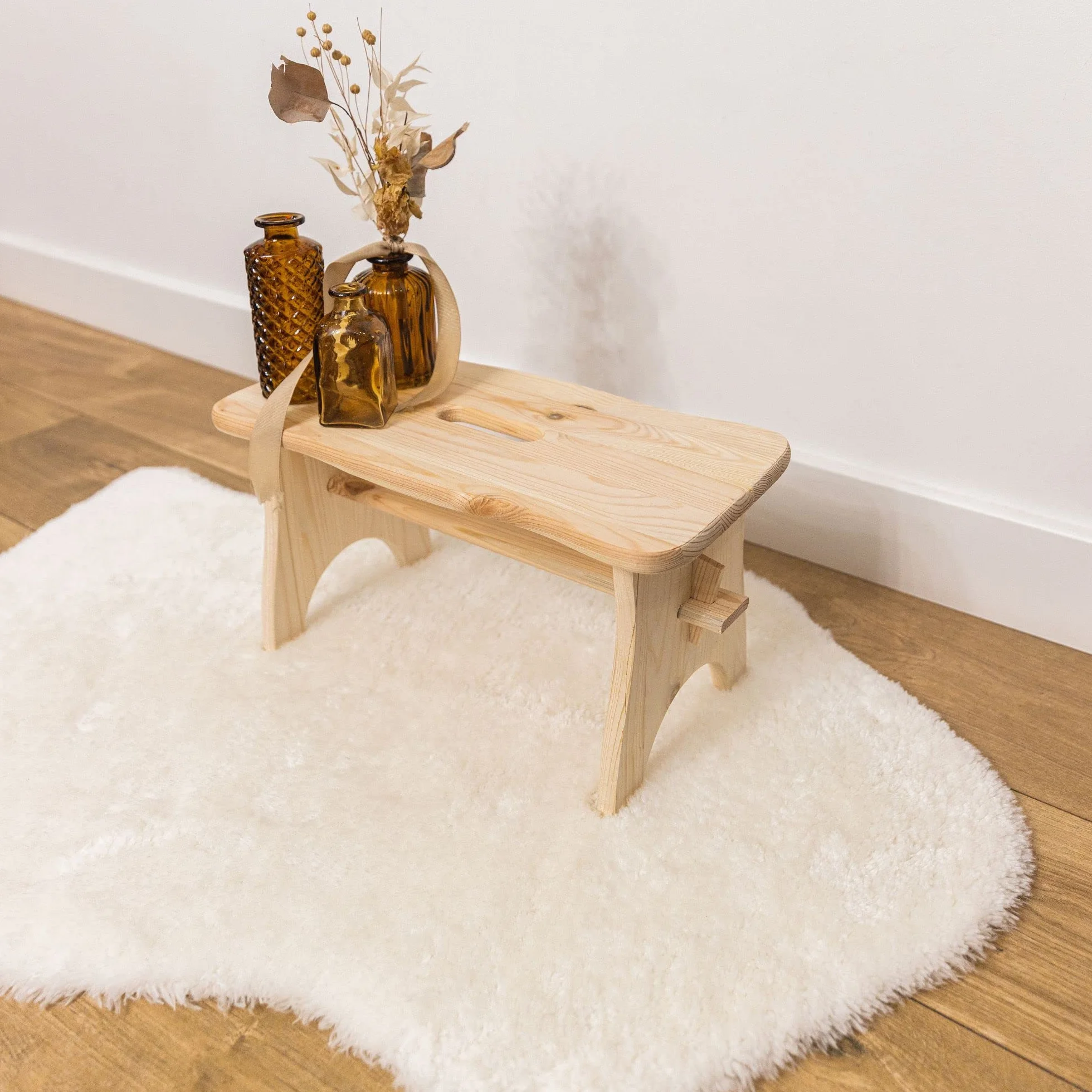Taburete Madera Bajo Banco 39x18x21 cm Pequeña Silla Reposapiés Banqueta Asiento Escalera Cocina Baño