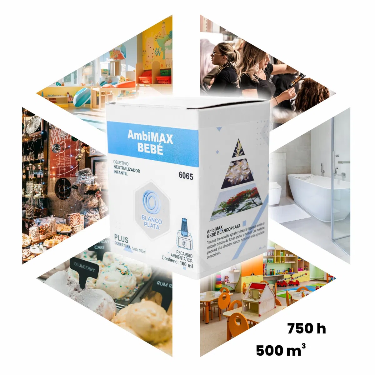 Recambio Ambimax Ambientador Bebe Plus 100ml, 30 días duración, 150m2 cobertura