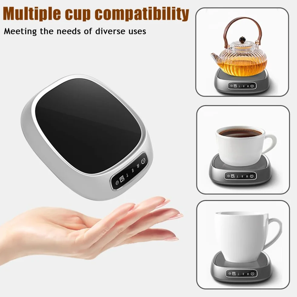 Calentador de Tazas de café, Calentador de Tazas Inteligente, 3 configuraciones de Temperatura, Posavasos calentado con Pantalla Inteligente para café, té, Bebidas, Leche