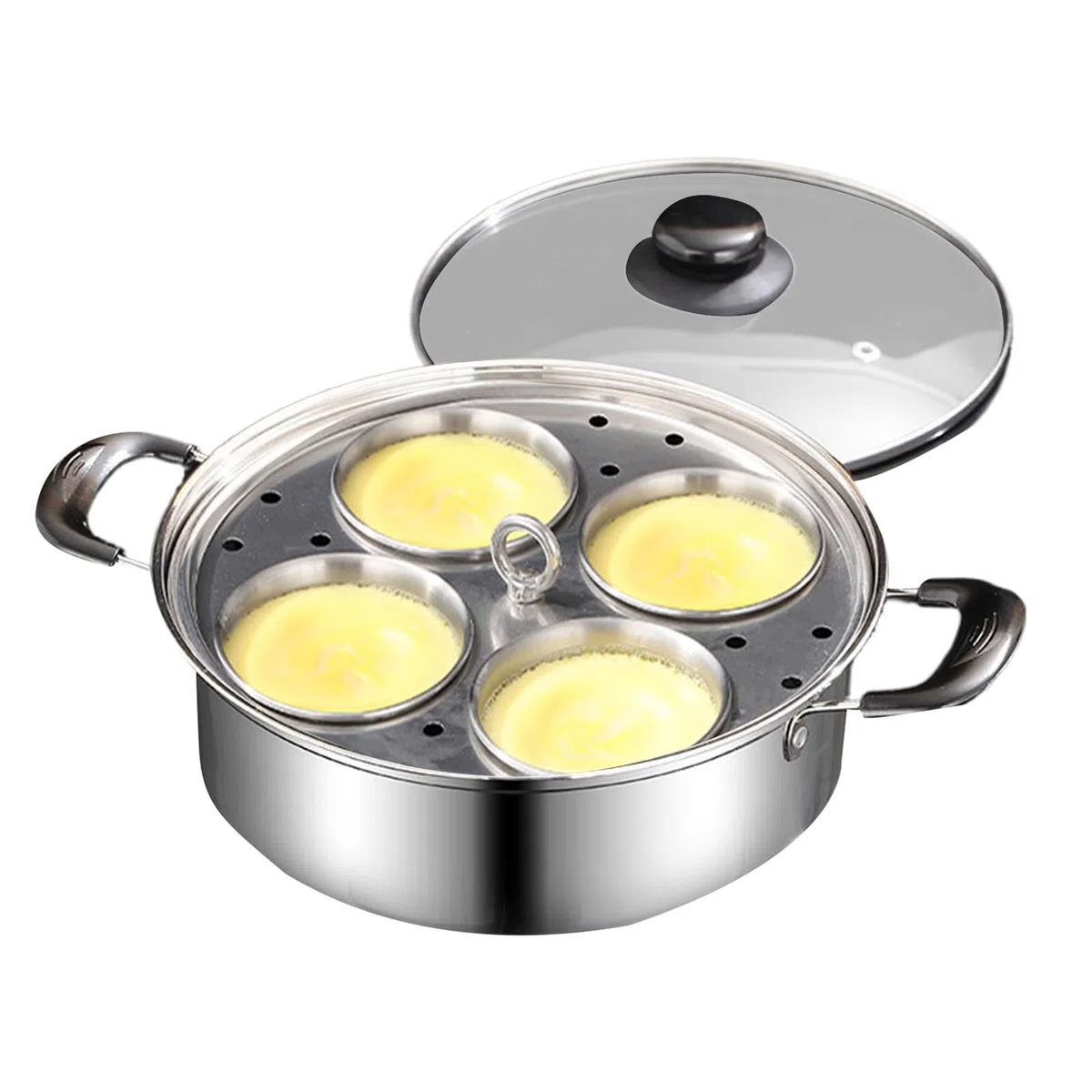 Genérico Egg Poacher Stainless Steel – Non Stick 4 Cup Steamer Pan, Rust Resistant Cooker | Small Household Multi Purpose Egg Maker For Breakfast Brunch | 4 Compartment Steamer For Induction
