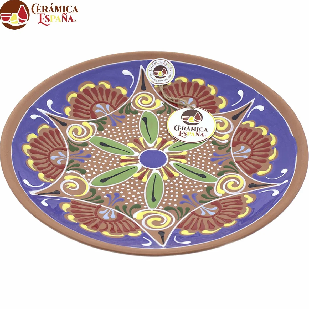 CERÁMICA ESPAÑA | Plato Decorativo de Pared | Modelo D30 | Cerámica 100% Hecho a Mano | 21x21x2.5 cm