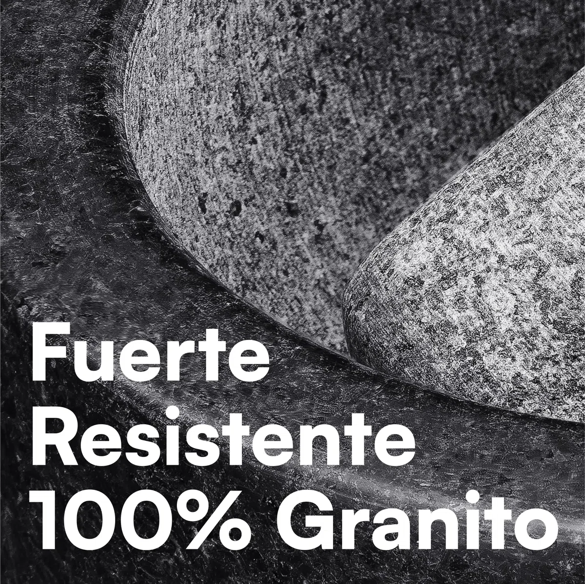 H&S Set de Mortero - Mortero Cocina de Piedra Maciza de Granito Negro para Machacar y Triturar Especias - Set Molcajete Grande de Cocina para Moler - Mortero Piedra Negra
