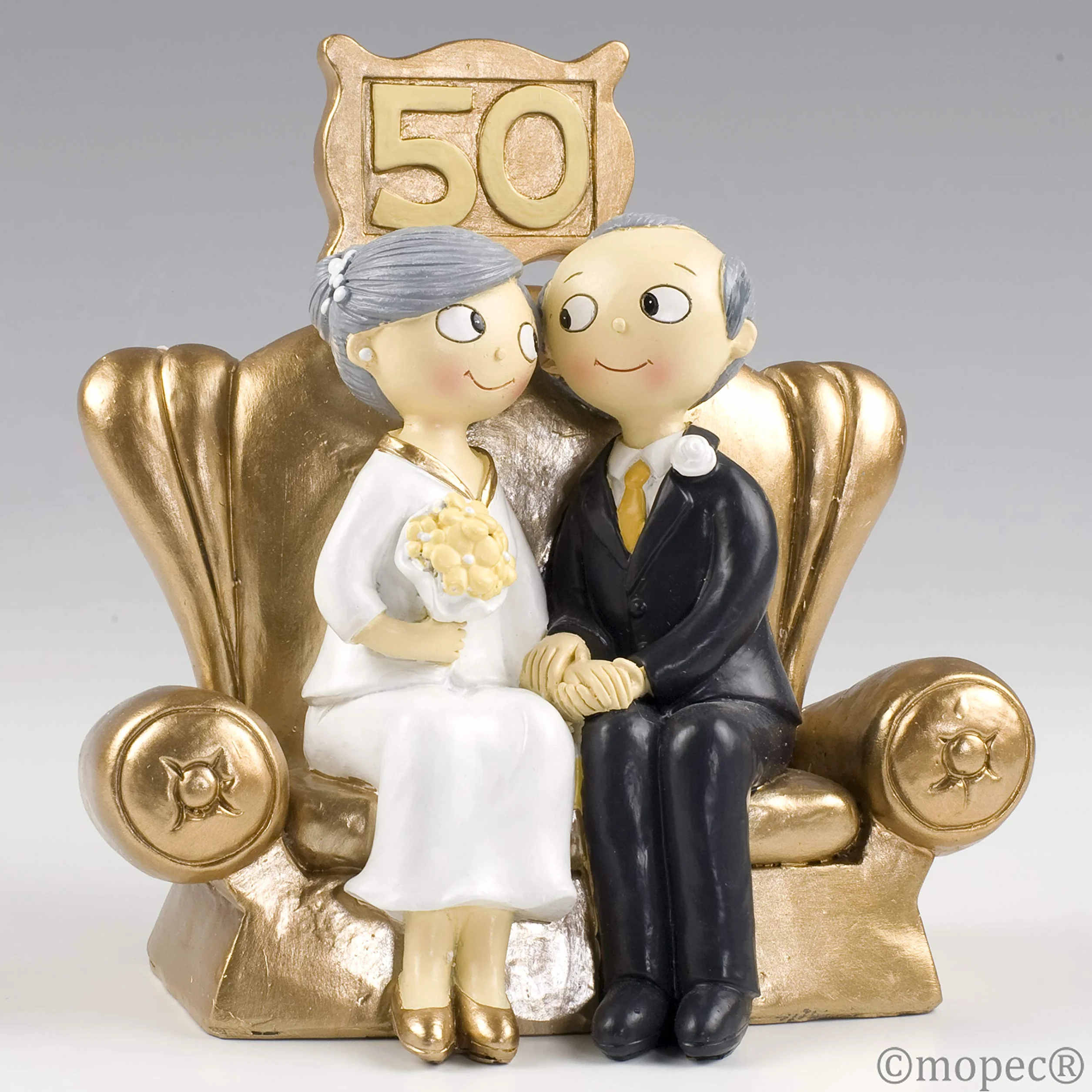 Mopec Pop & Fun Figura para Tarta de Bodas de Oro 50 Aniversario 16 x 16,5 cm Dorado Oscuro